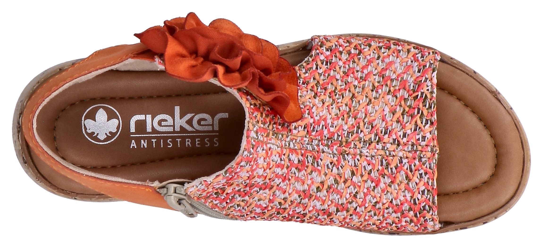 Rieker Plateausandale  Schaftsandale, Sommerschuh mit großer Blüte und Innenreißverschluss