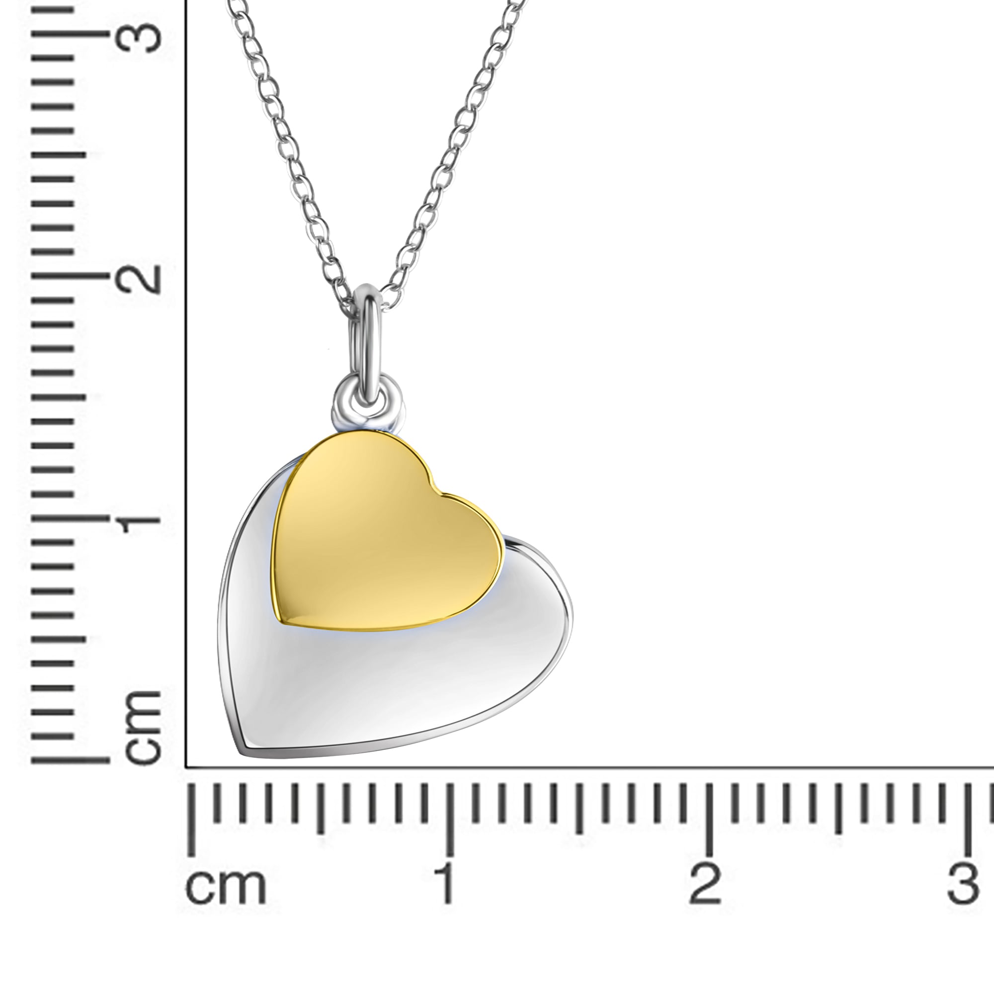 CELESTA Kette mit Anhänger »Silber 925 zweifarbig 42+3cm lang mit zwei Herz-Anhängern«