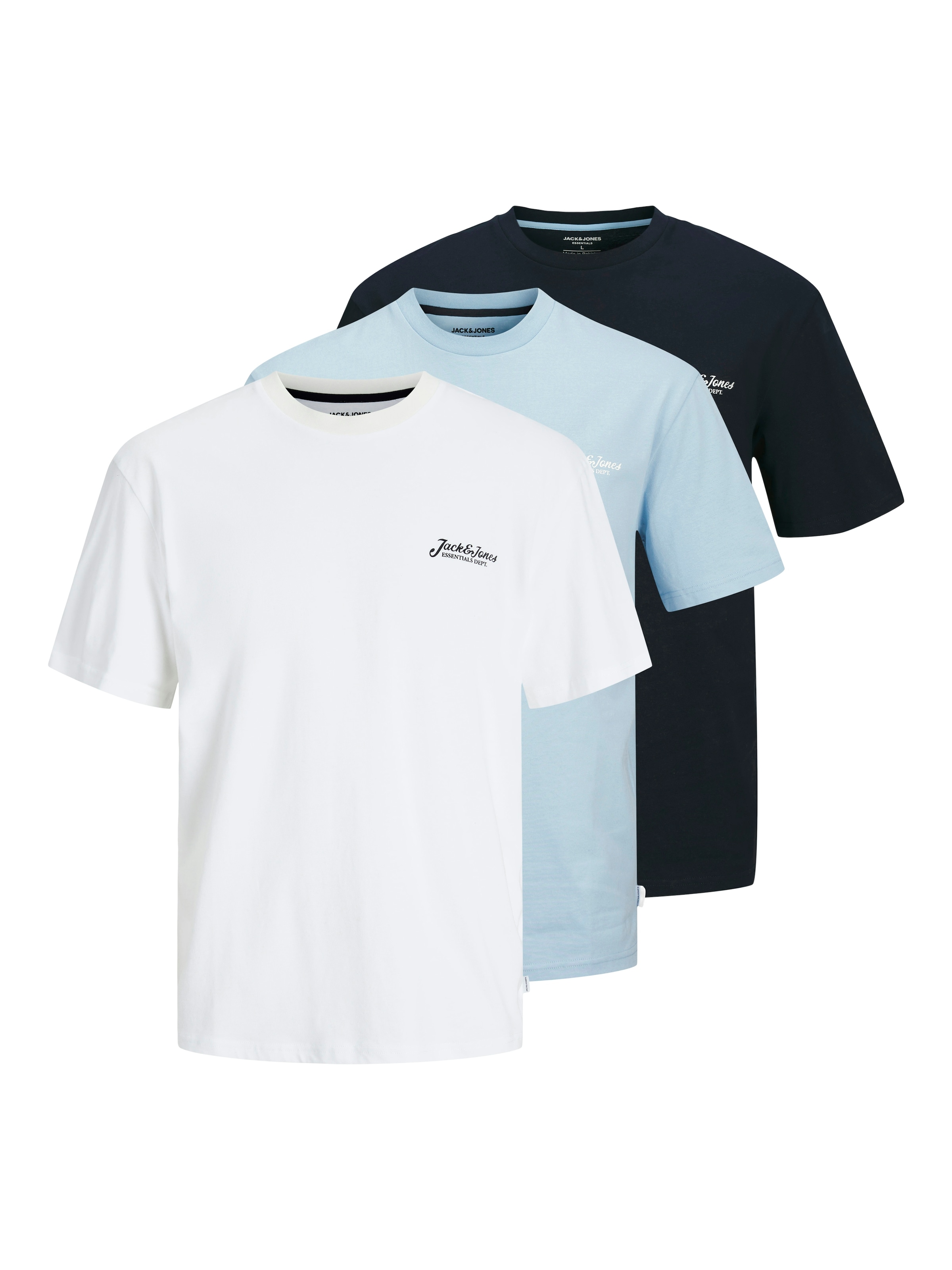 Jack & Jones Rundhalsshirt "JJBEAU TEE SS FRONTPRINT 3PK MP" günstig online kaufen