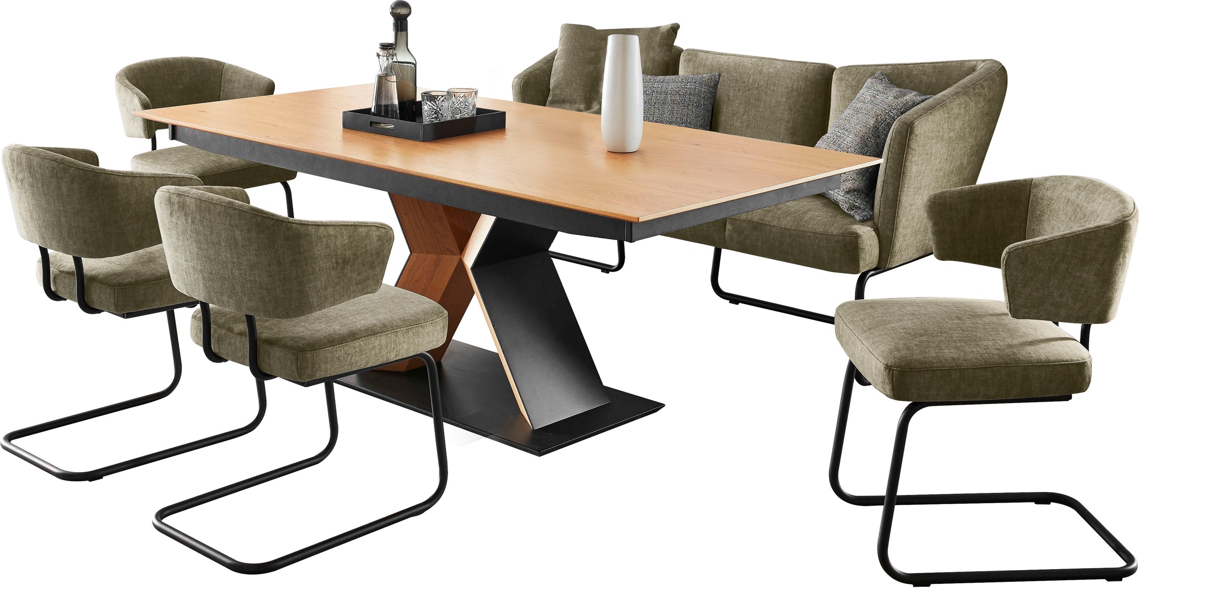 K+W Komfort & Wohnen Essgruppe "Mikkado Tube" 6 Stk. tlg. 4 Freischwinger u günstig online kaufen