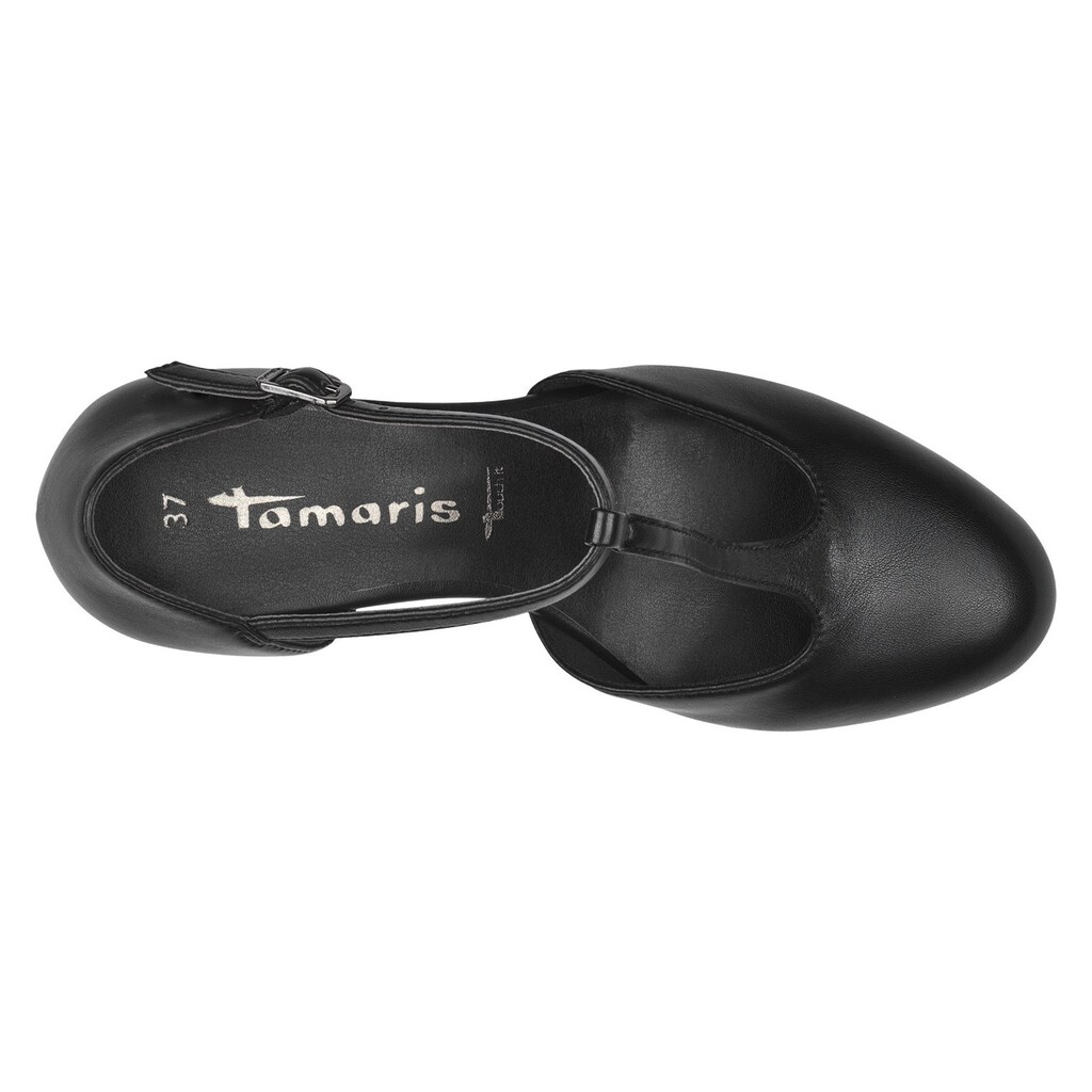 Tamaris T-Strap Pumps, Abendschuh, Abiballschuh, Festtagsschuh, Trichterabsatz