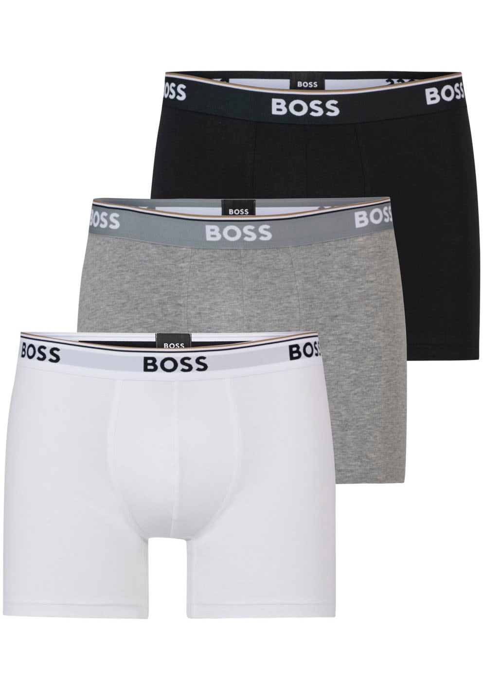 BOSS Langer Boxer »Boxer Brief 3P«, (Packung, 3er-Pack), mit farblich passendem Webbund