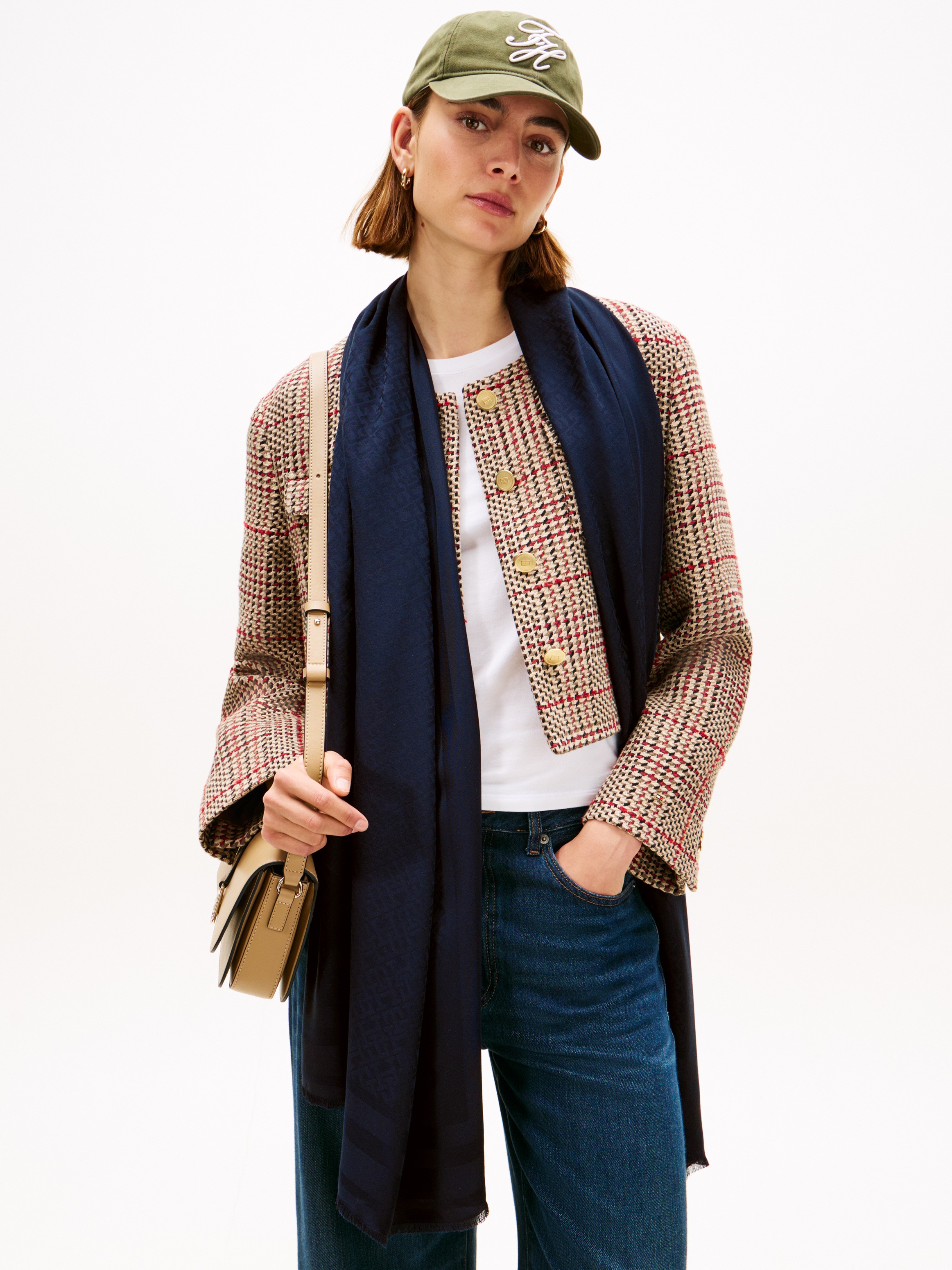 Tommy Hilfiger Schal "TH MONOGRAM", mit Fransen und TH-Monogramm günstig online kaufen