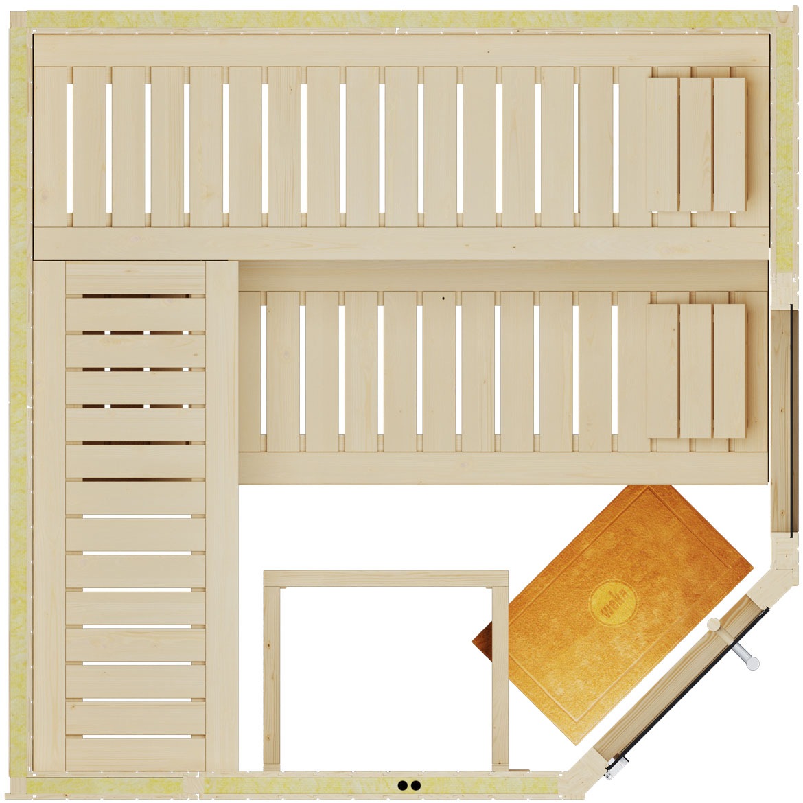 weka Sauna »Element-Ecksauna VARBERG 3«, vorgefertigte Elemente, moderne Ganzglastür, bodenl. Fensterelement