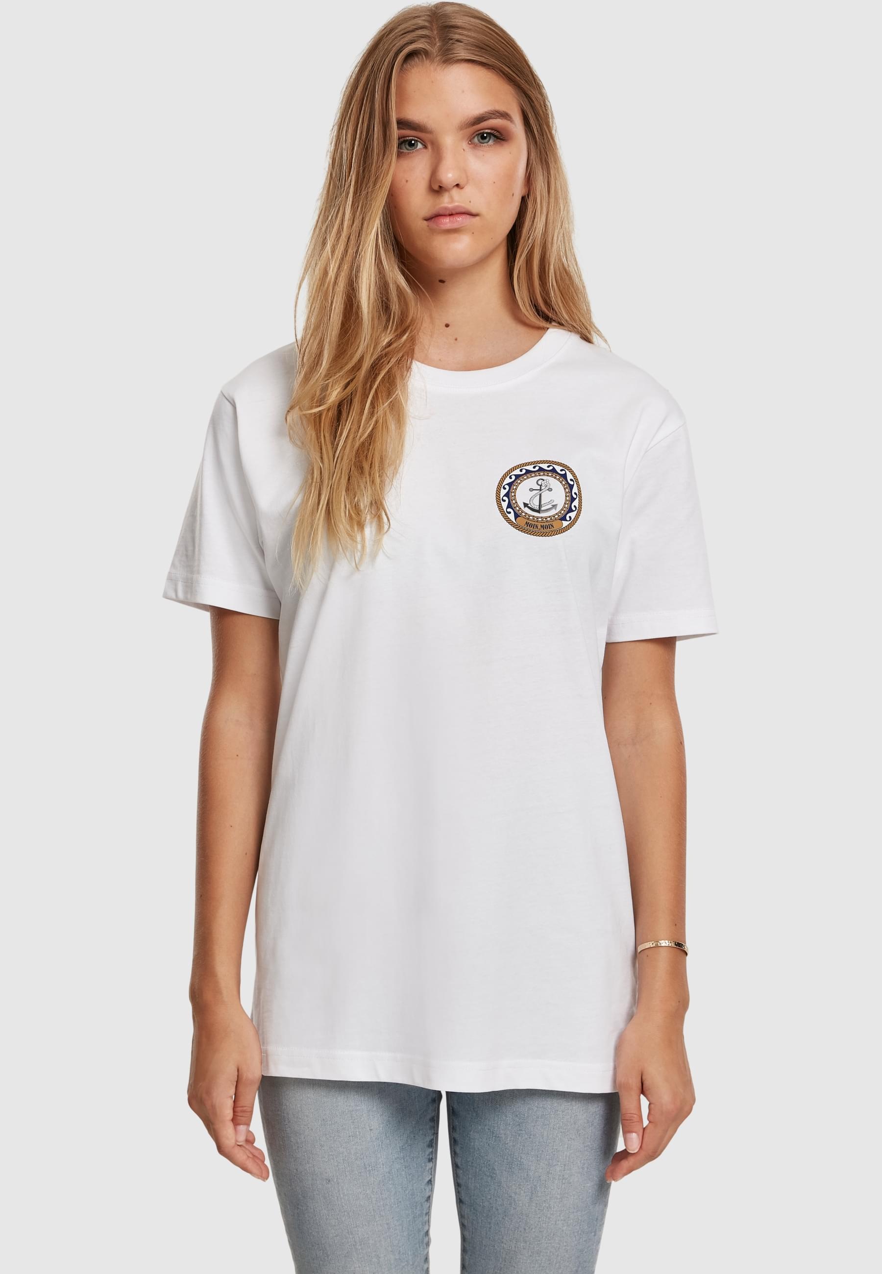 MisterTee Kurzarmshirt »MisterTee Damen Ladies Moin Moin Tee«, (1 tlg.)