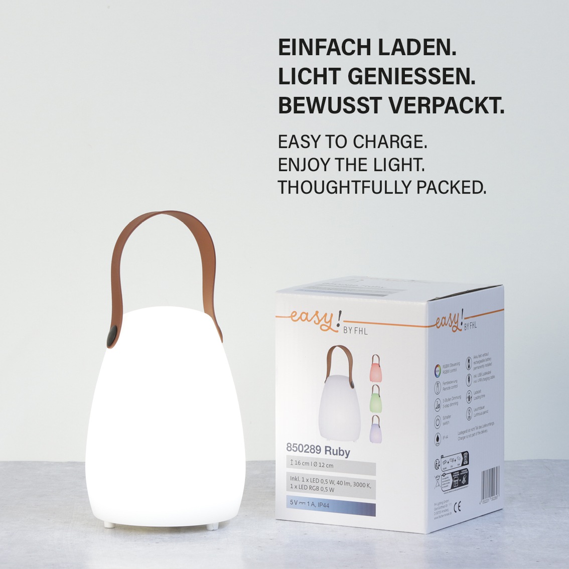 easy! BY FHL Außen-Tischleuchte »Ruby« LED-Modul 1 Stk. LED,MobilesLicht,Akkulampe,Farbwechsel,Dimmbar