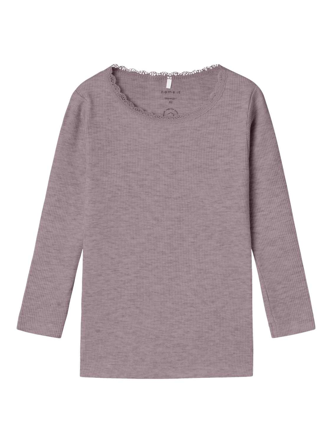 Name It Langarmshirt »NMFKAB LS TOP NOOS«, in Feinripp und mit süßer Spitzenkante am Ausschnitt