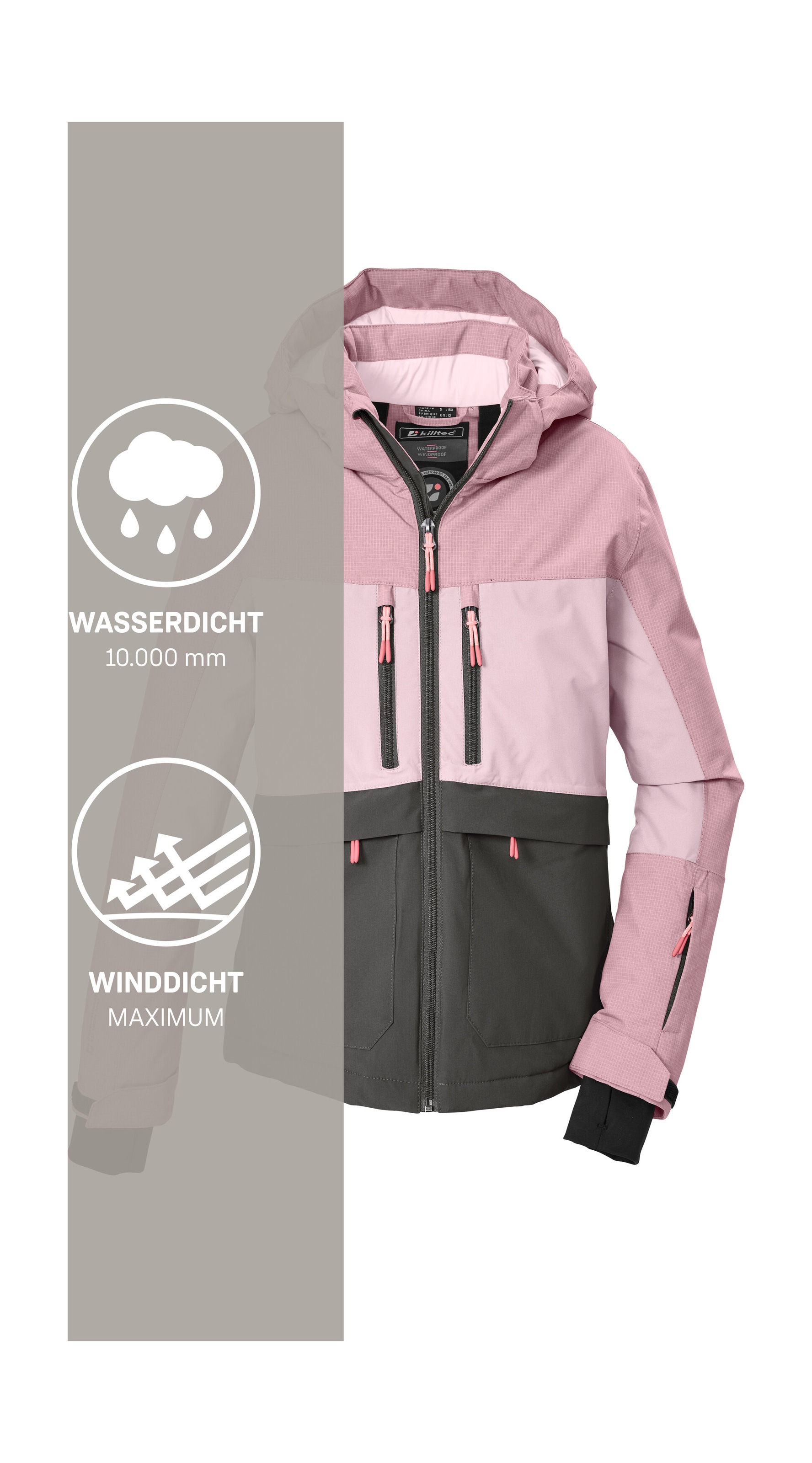 Killtec Funktionsjacke »KOW 160 GRLS JCKT« Wind- und wasserdicht, reflektierend, abnehmbare Kapuze