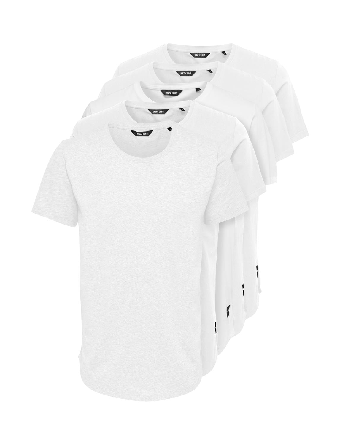 ONLY & SONS Rundhalsshirt »ONSMATT LONGY SS TEE 5-PACK« Packung, 5 tlg. Baumwolle, relaxed fit, lang geschnitten