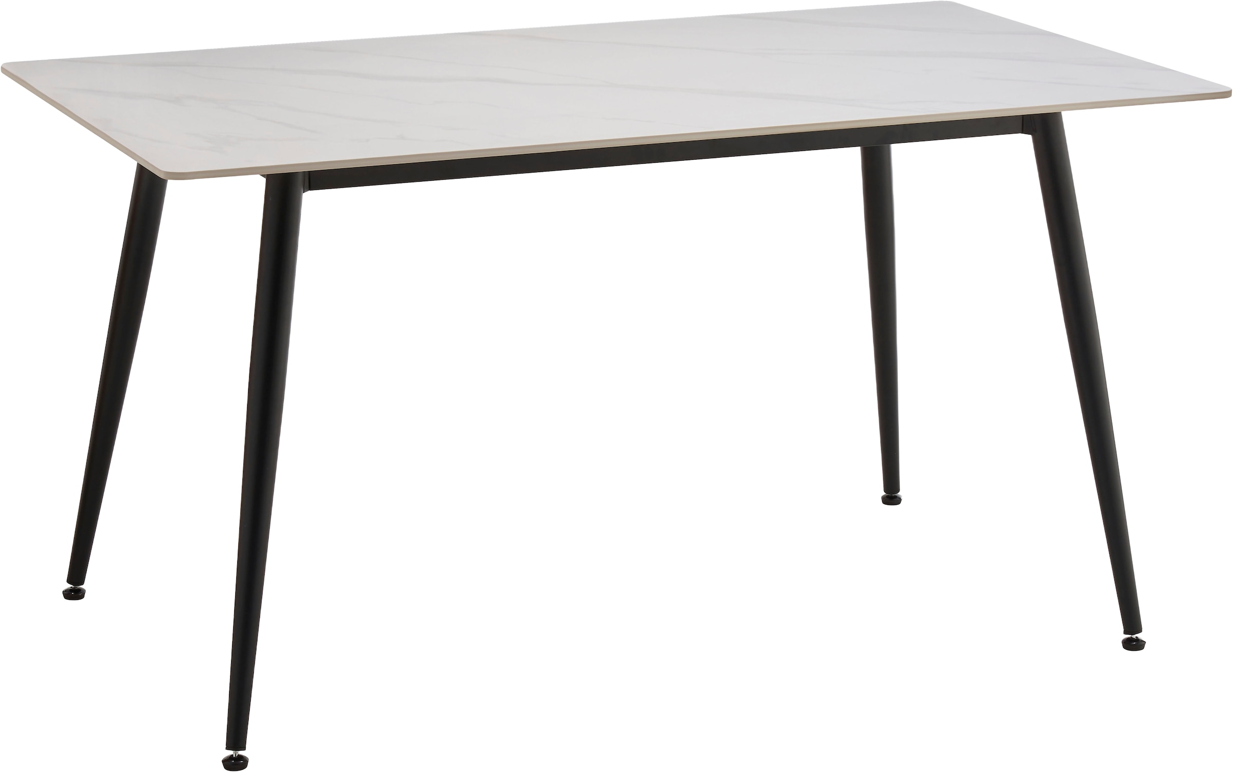 OTTO home Essgruppe »Juniper« Set, 5 tlg. Tisch 140x80cm in Sinterstein-Keramikoptik mit 4 Stühlen, 360° drehbar