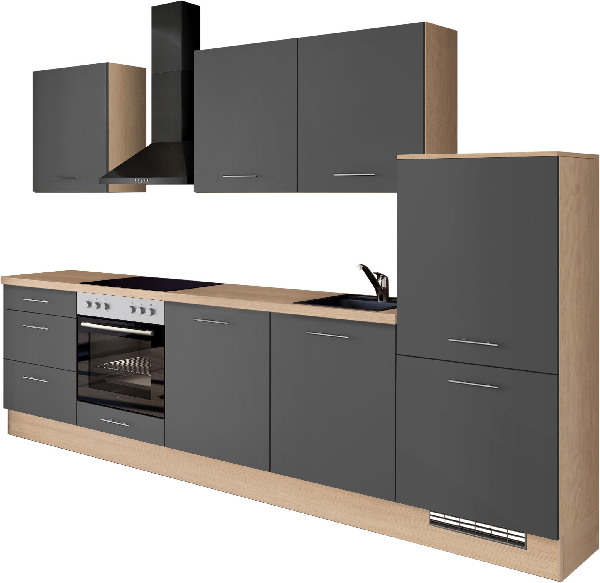 IMPULS KÜCHEN Küchenzeile ""Kopenhagen", Ausrichtung wählbar, Schubkästen mit Soft-Close" Set, vormontiert, wahlweise mit E-Geräten, Breite 300 cm
