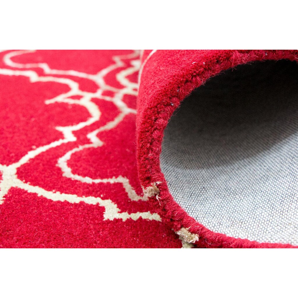 morgenland Wollteppich »Designer Teppich handgetuftet rot«, rechteckig