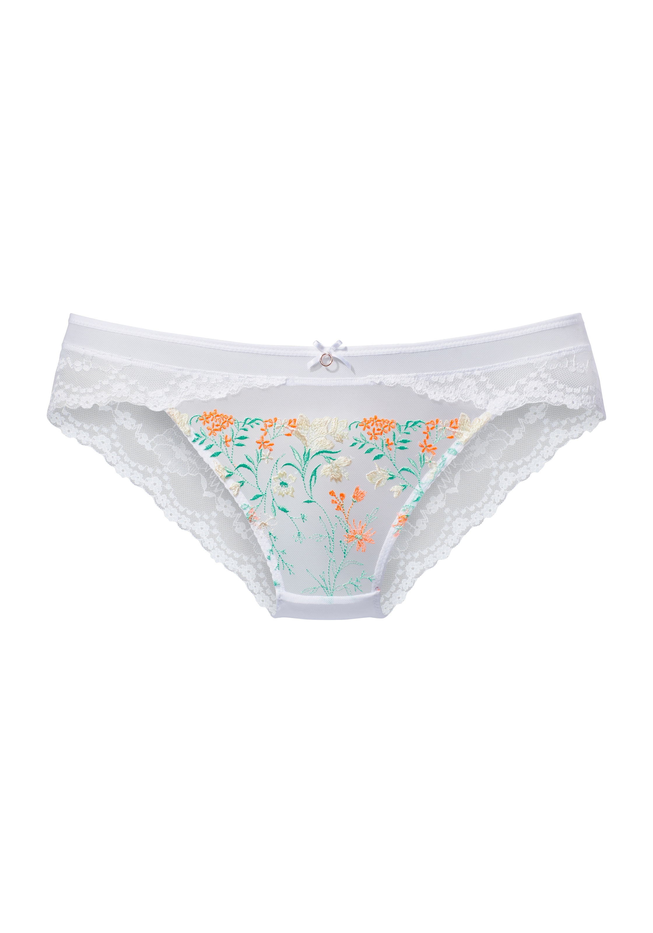 LASCANA Slip, aus Mesh mit zarter Blumenstickerei und edler Jacquardspitze