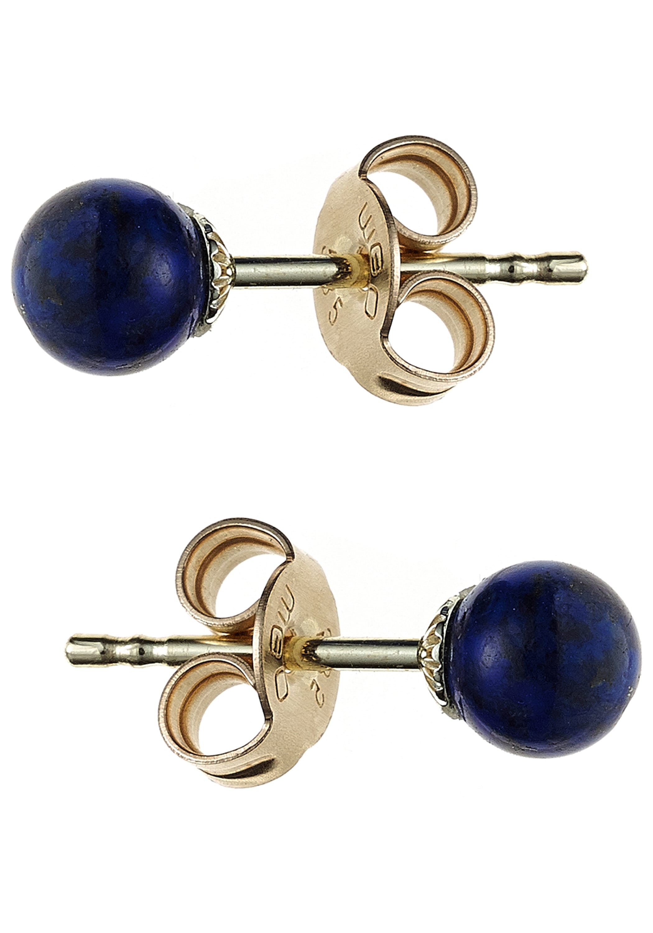 JOBO Paar Ohrstecker »Ohrringe Kugel Kugelohrringe blau 4 mm« 585 Gold mit Lapislazuli
