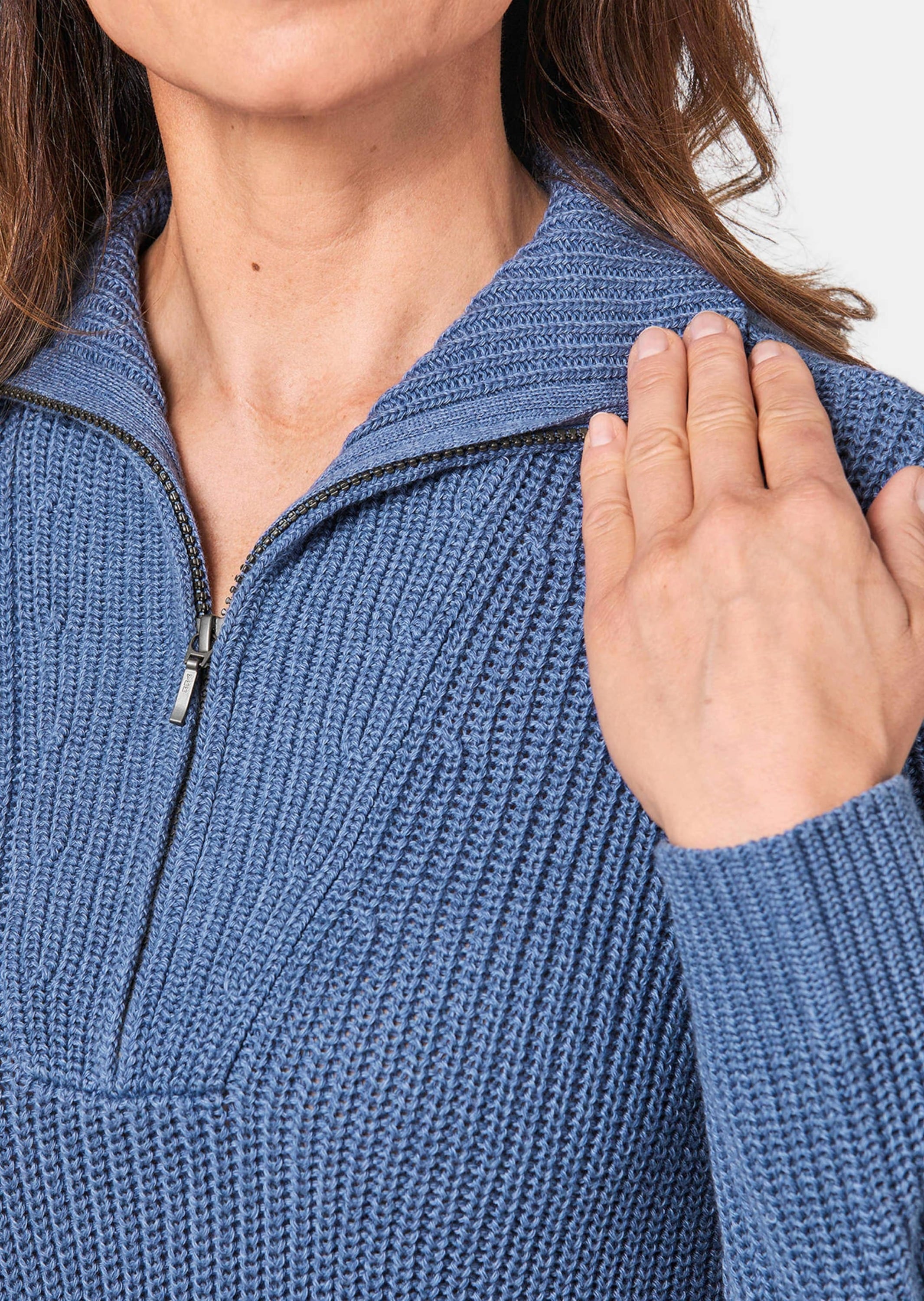 GOLDNER Strickpullover »Pullover Sportiver Troyer mit Baumwollanteil«