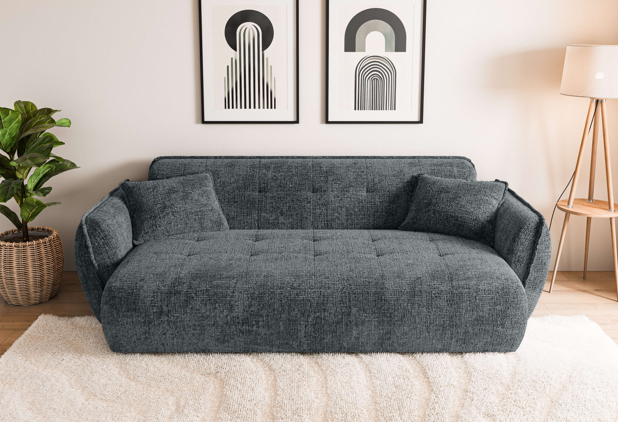 Home affaire Big-Sofa "MIRELDA Design-Sofa mit Steppungen, hoher Sitzkomfort, Breite 251 cm" Sitztiefe 82,5 cm, elegant und bequem, Zierkissen, belastbar bis 480kg