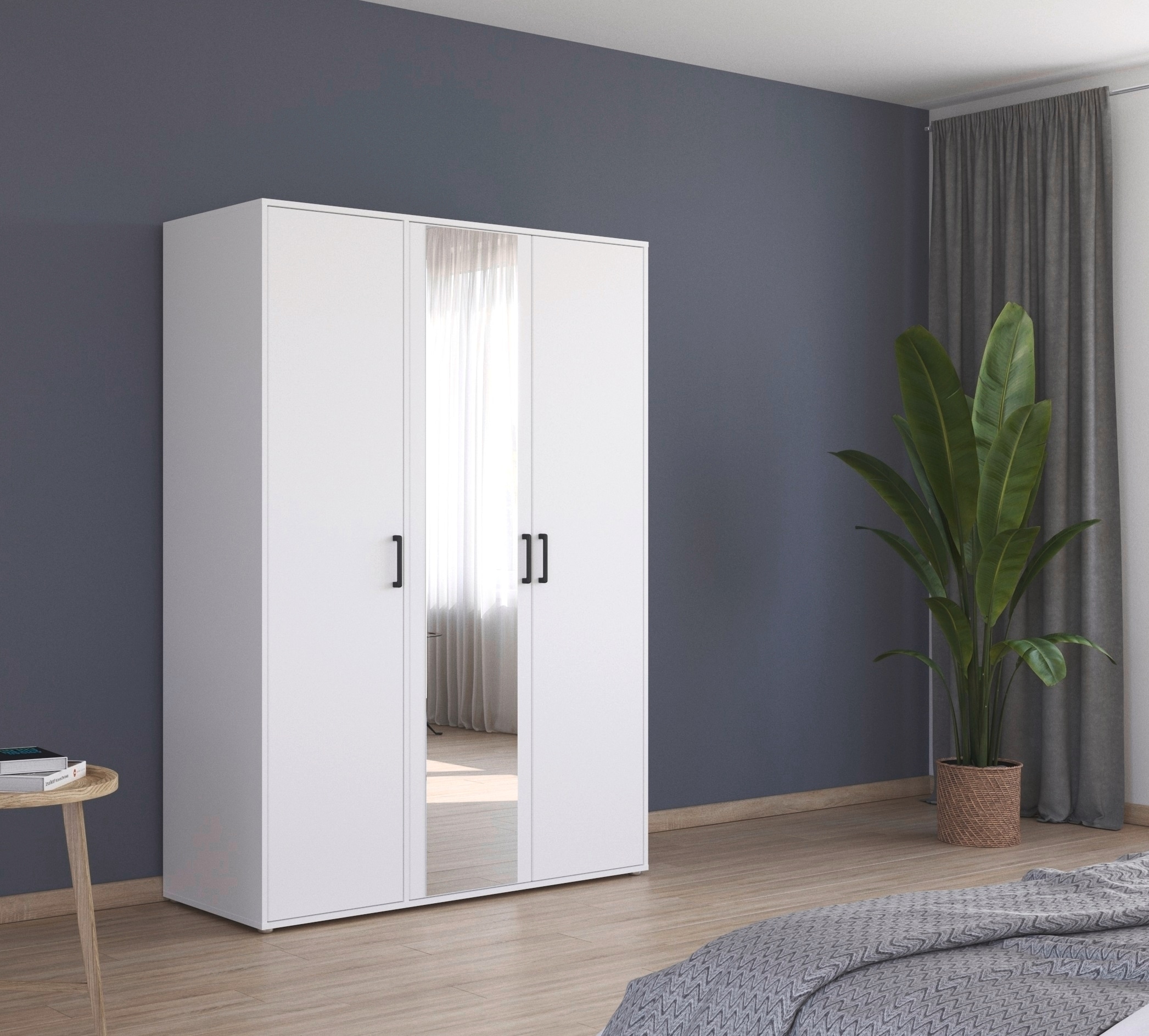 rauch Drehtürenschrank »Kleiderschrank Schrank Garderobe Wäscheschrank VOYAGER« in 3 verschiedenen Ausstattungen BASIC/CLASSIC/PREMIUM,  mit modernen Griffen in Graumetallic und Spiegel