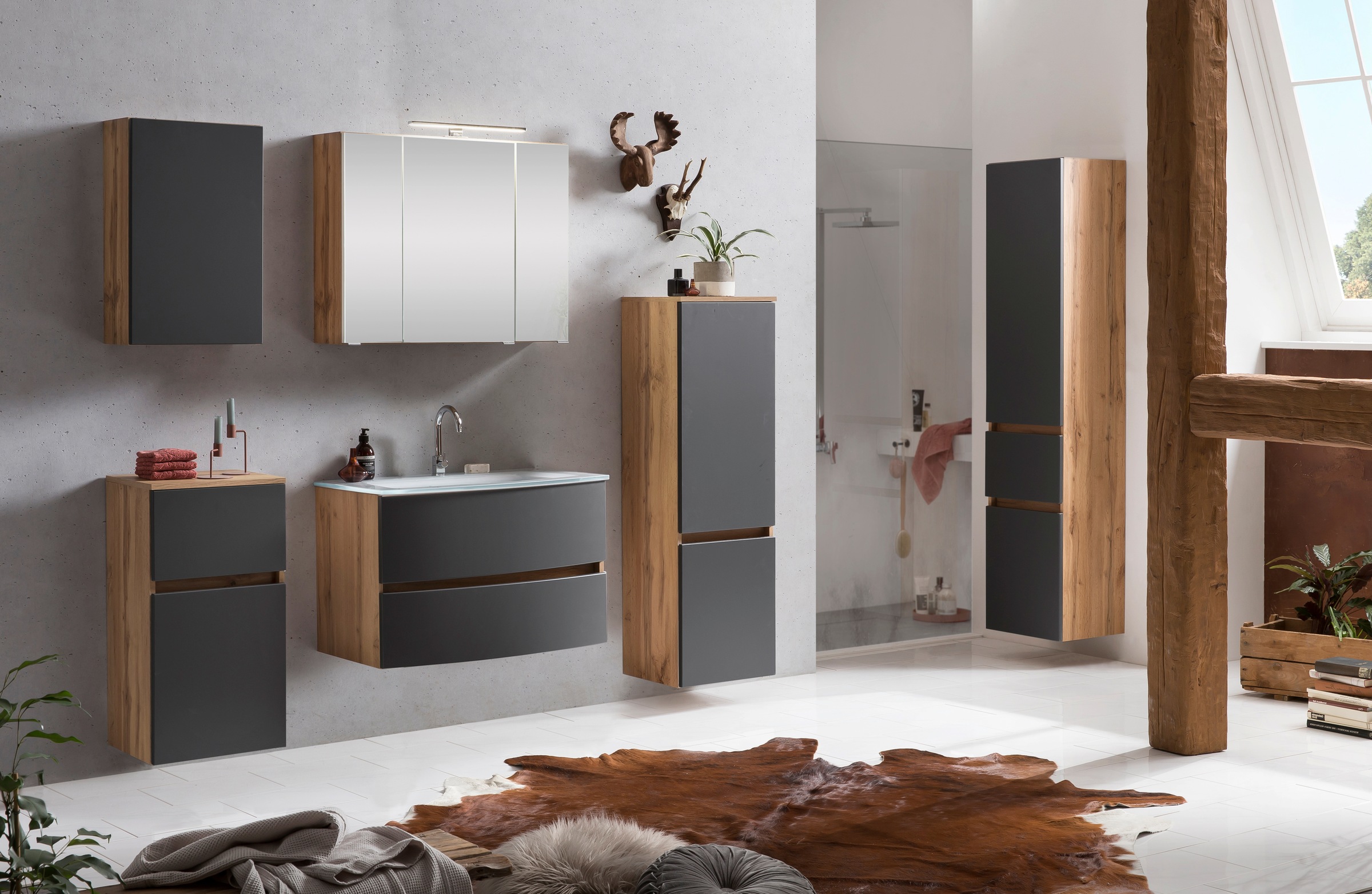 welltime Badezimmer-Set "Kaunas" Set, 4 Stk. tlg. Breite 120 cm, Soft Close günstig online kaufen