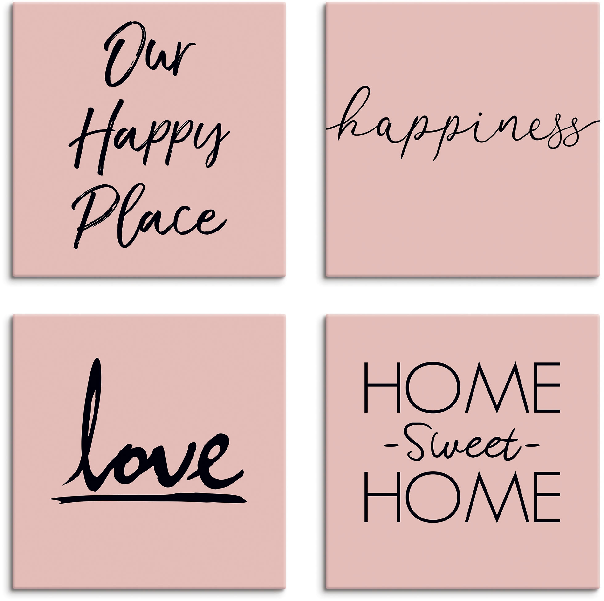 Artland Leinwandbild »Ort Glück Liebe Home sweet Home«, Sprüche & Texte, (4  St.), 4er Set, verschiedene Größen bestellen | BAUR