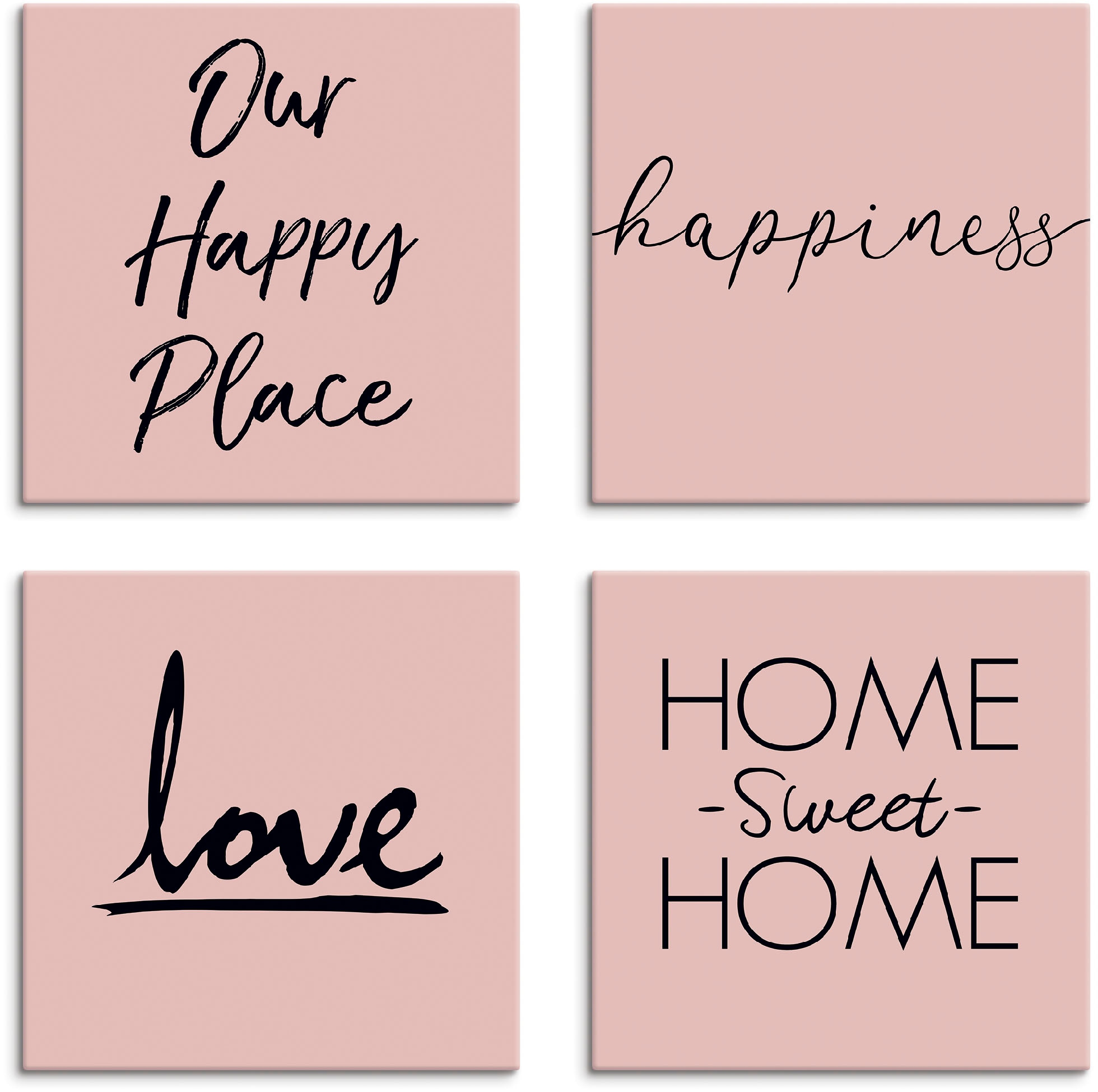 Artland Leinwandbild »Ort Glück Set, bestellen sweet 4er Home Liebe Texte, Home«, Größen | & verschiedene (4 Sprüche St.), BAUR