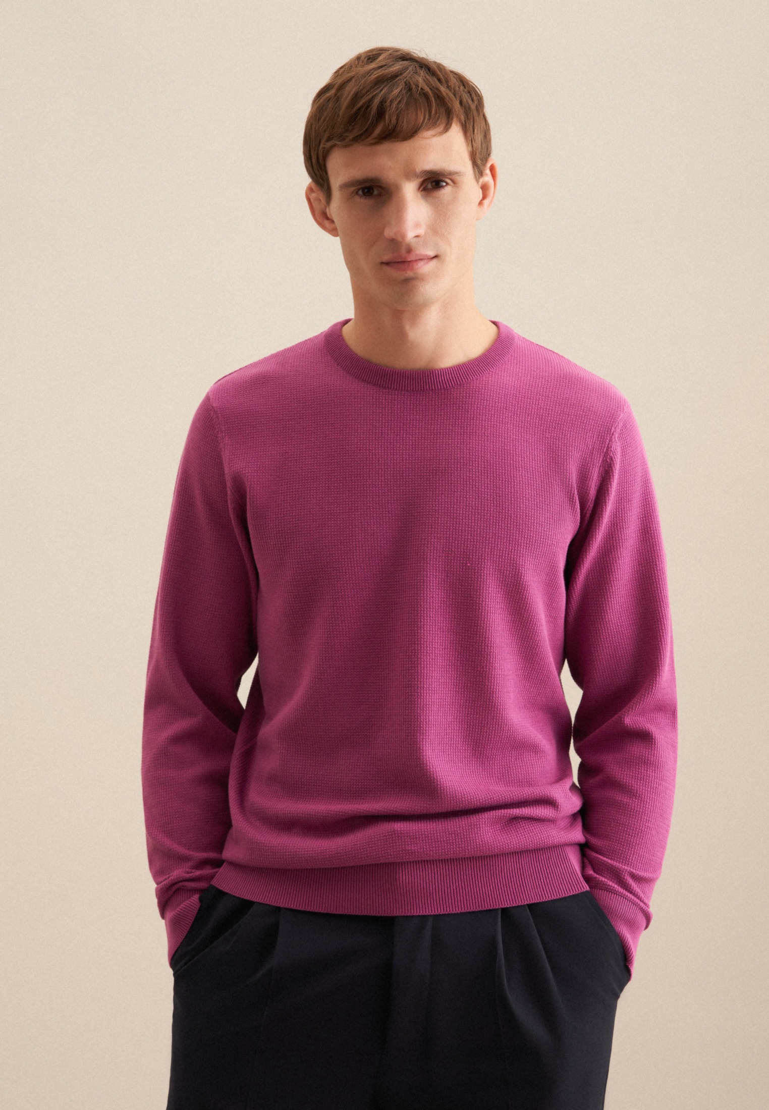 seidensticker Strickpullover "Schwarze Rose" 1/1 Rundhals Uni