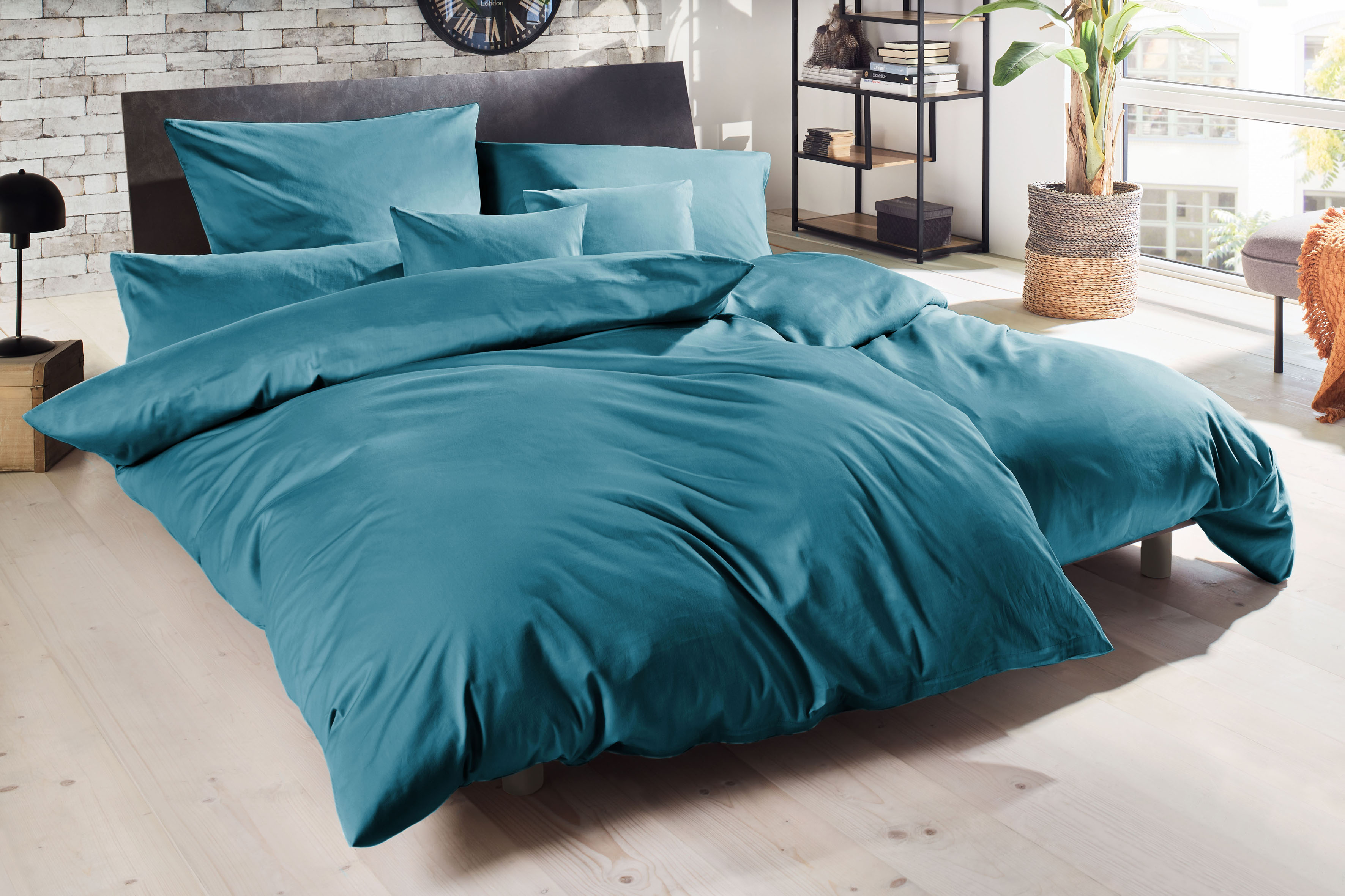 Primera Bettwäsche "Uni Luxus-Satin in Gr. 135x200, 155x220 oder 200x200 cm" 3 Stk. Bettwäsche aus Baumwolle, unifarbene Bettwäsche mit Reißverschluss