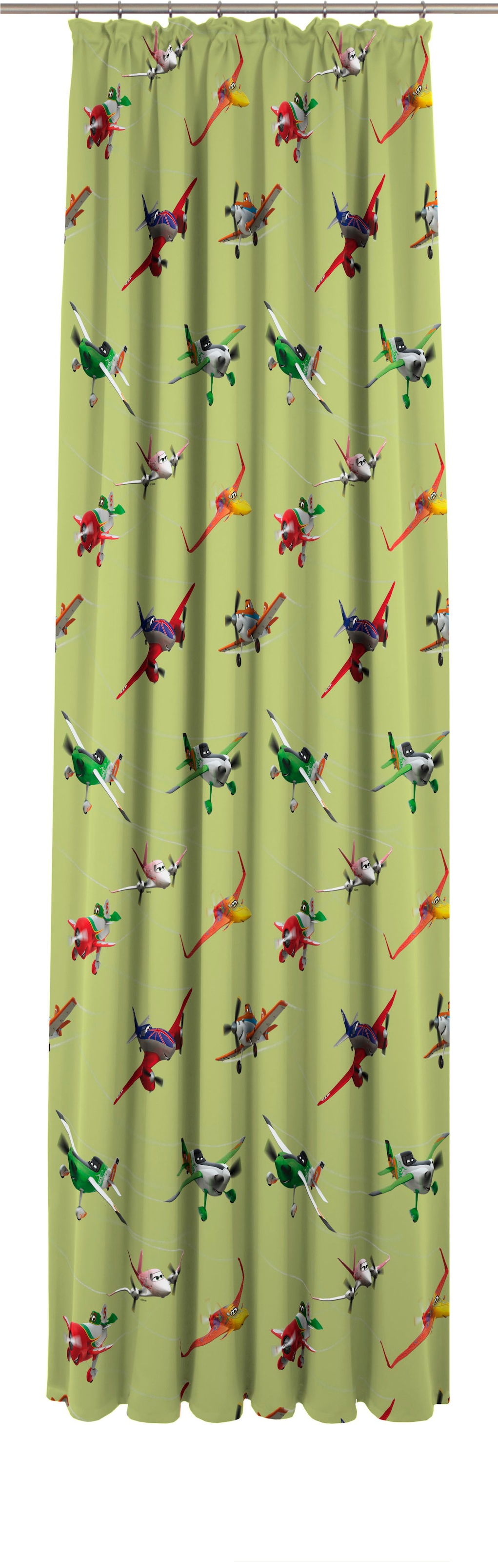 Vorhang WIRTH, B:142cm H:225cm, grün, Satin, Polyester, Kinderzimmer, Gardinen, "Planes Action", Disney
