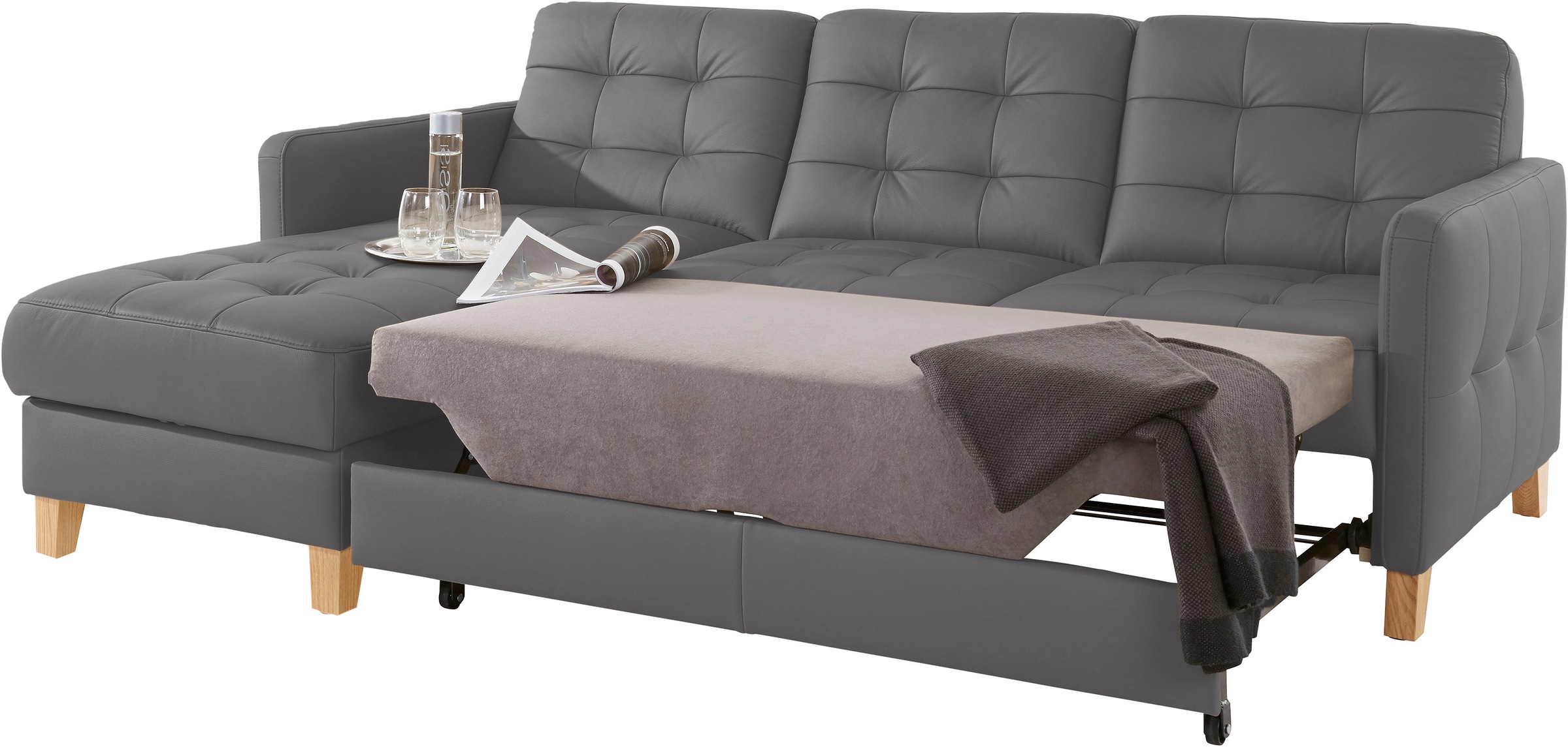 exxpo - sofa fashion Ecksofa »Elio, kompakt und komfortabel, bequem und zeitloses Design, L-Form«, wahlweise mit Bettfunktion