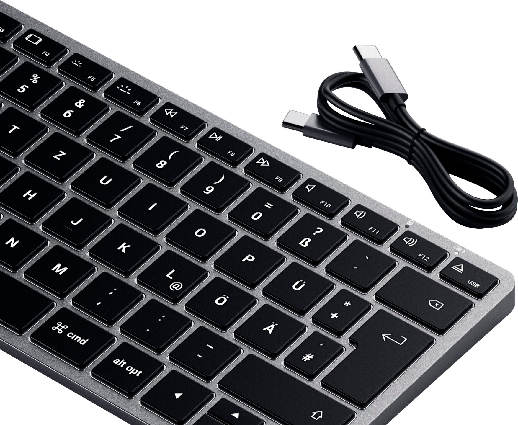 Satechi Tastatur »Slim X1 Bluetooth Keyboard-DE (German)«, (Multimedia-Tasten-USB-Anschluss-iOS Sondertasten-Funktionstasten)