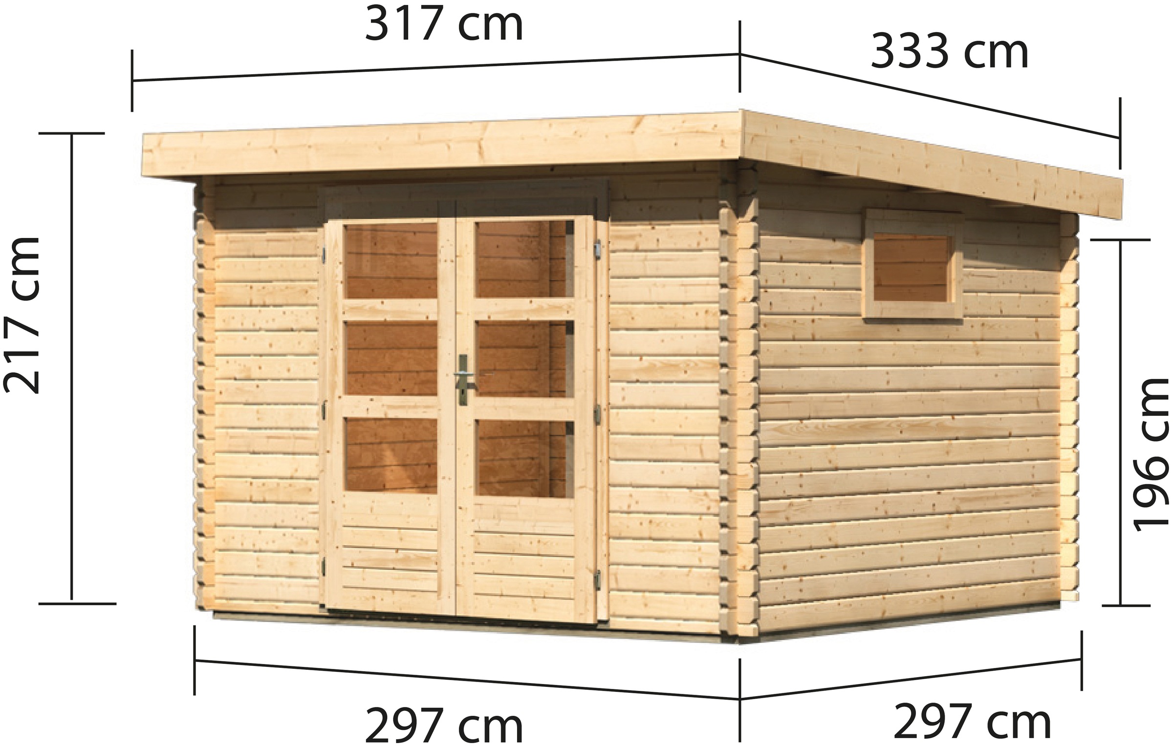 Karibu Gartenhaus »Trittau 3«, 40 mm Wandstärke, mit Fenster