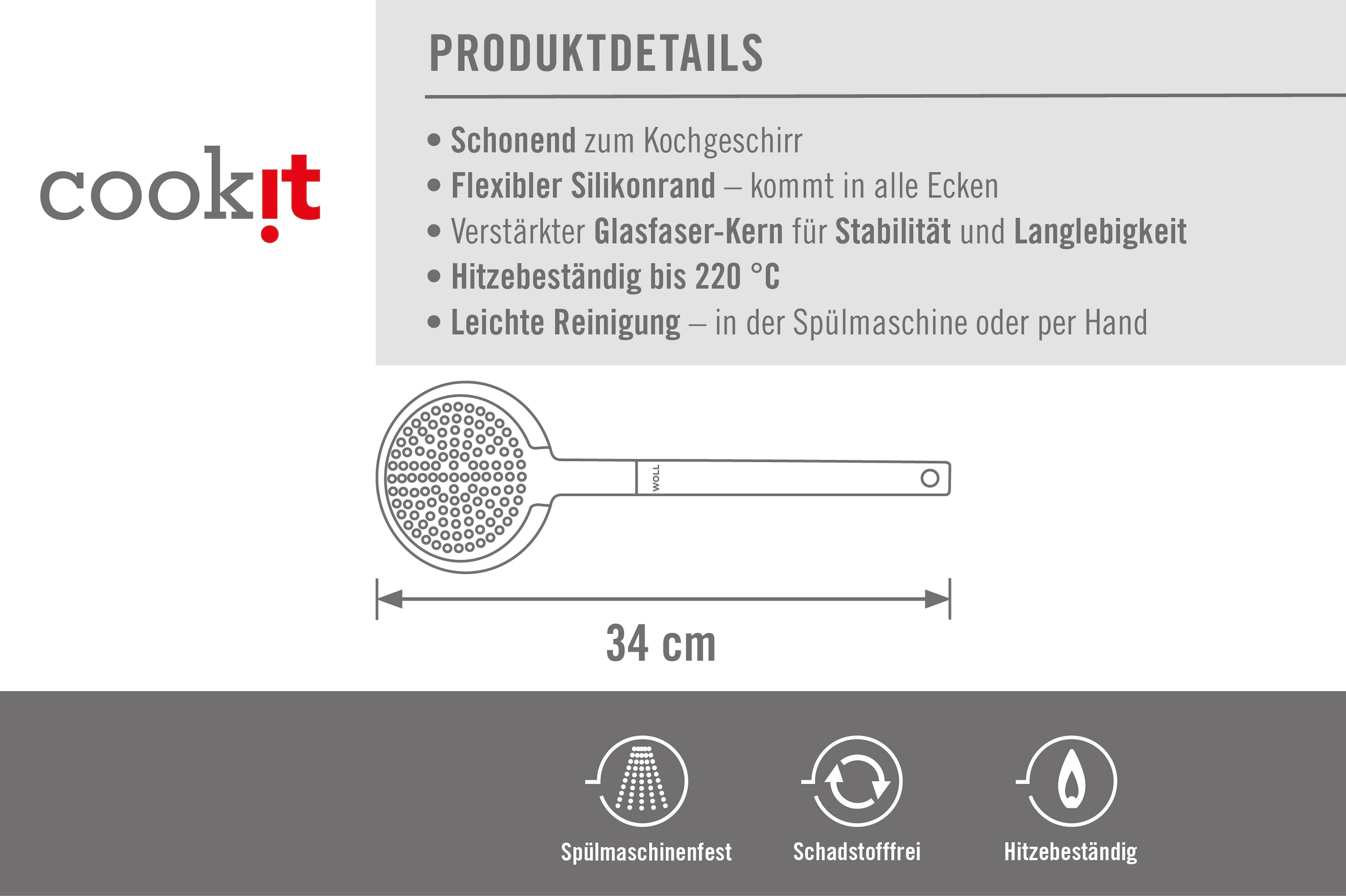 WOLL Schaumlöffel »Cook it«, (1 tlg.), aus hochwertigem Kunststoff und Silikon