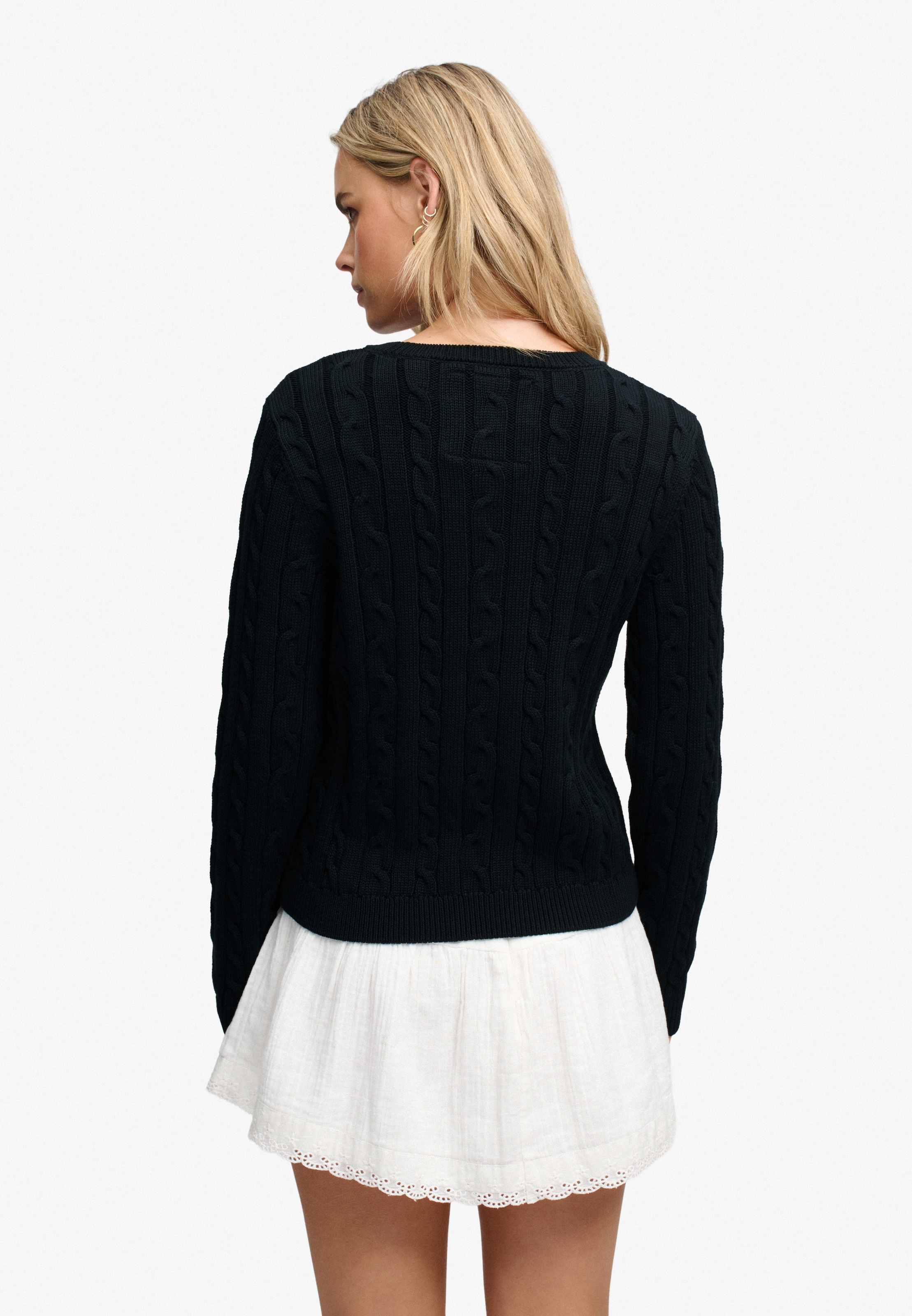 Superdry Strickpullover »ESSENTIALS SD&CO CABLE JUMPER« Kunstfaser, relaxed fit