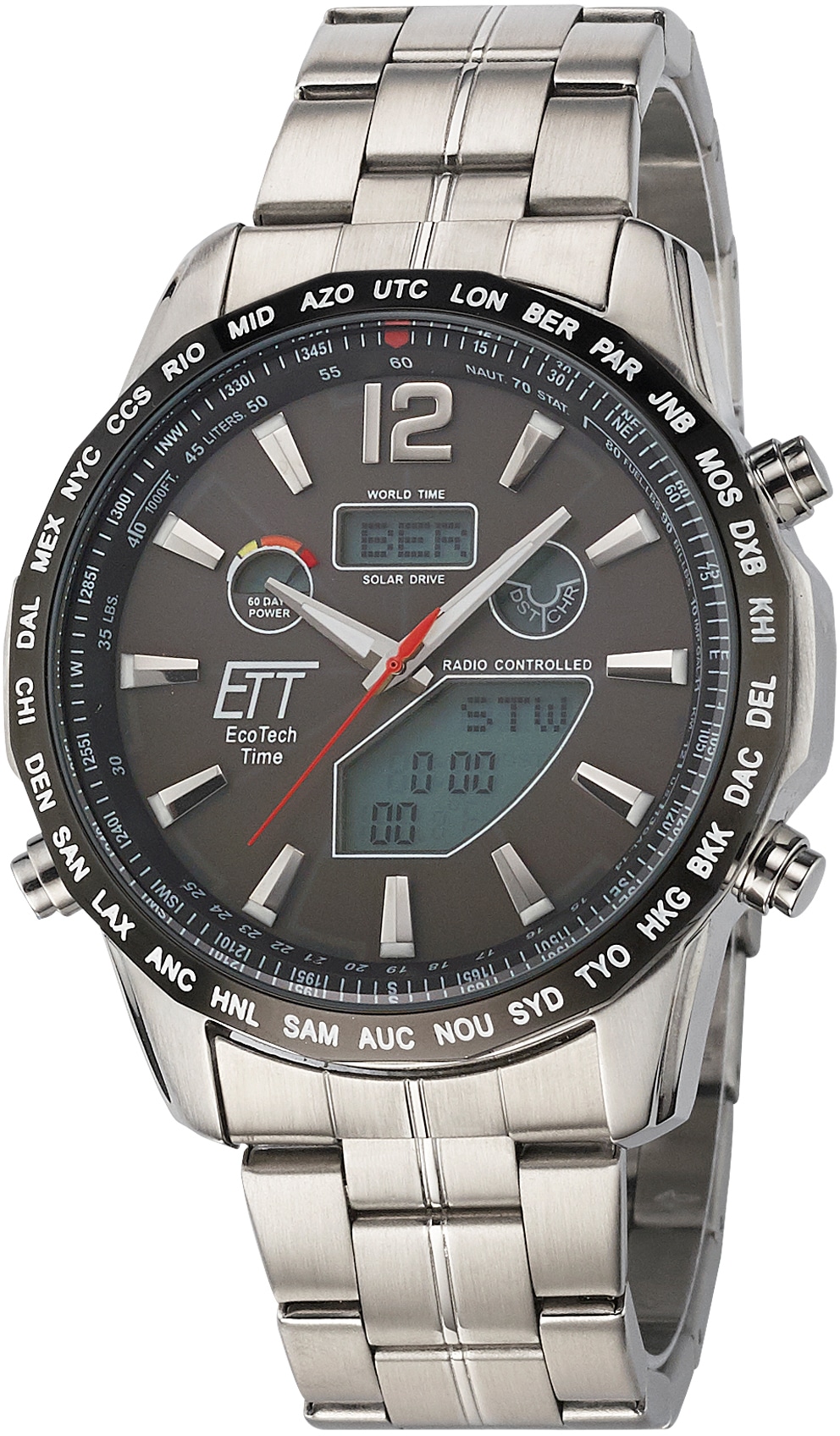 ETT Funkchronograph »Discovery, EGS-11477-21M«, Armbanduhr, Herrenuhr, Stoppfunktion, Datum, Solar