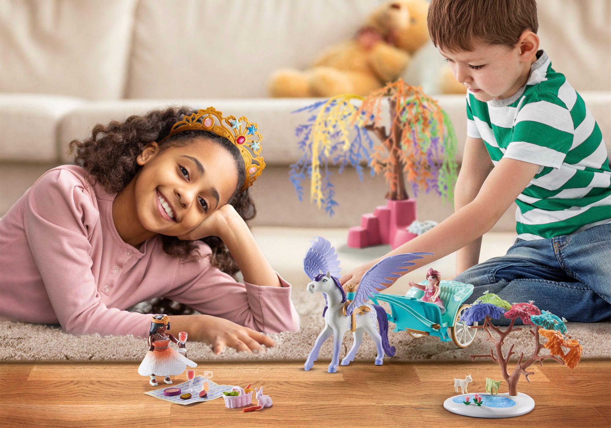Playmobil® Konstruktions-Spielset »Picknick mit Pegasuskutsche (71246), Magic«, (101 St.), Made in Germany