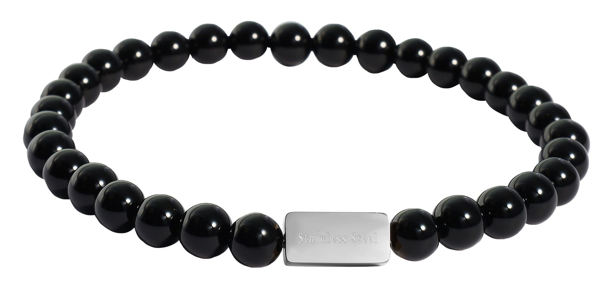 Adelia´s Gliederarmband »Herren Armband – Kugelarmband aus Edelstahl mit Onyx 21 cm« Ideal zum Verschenken – schlicht und stilvoll