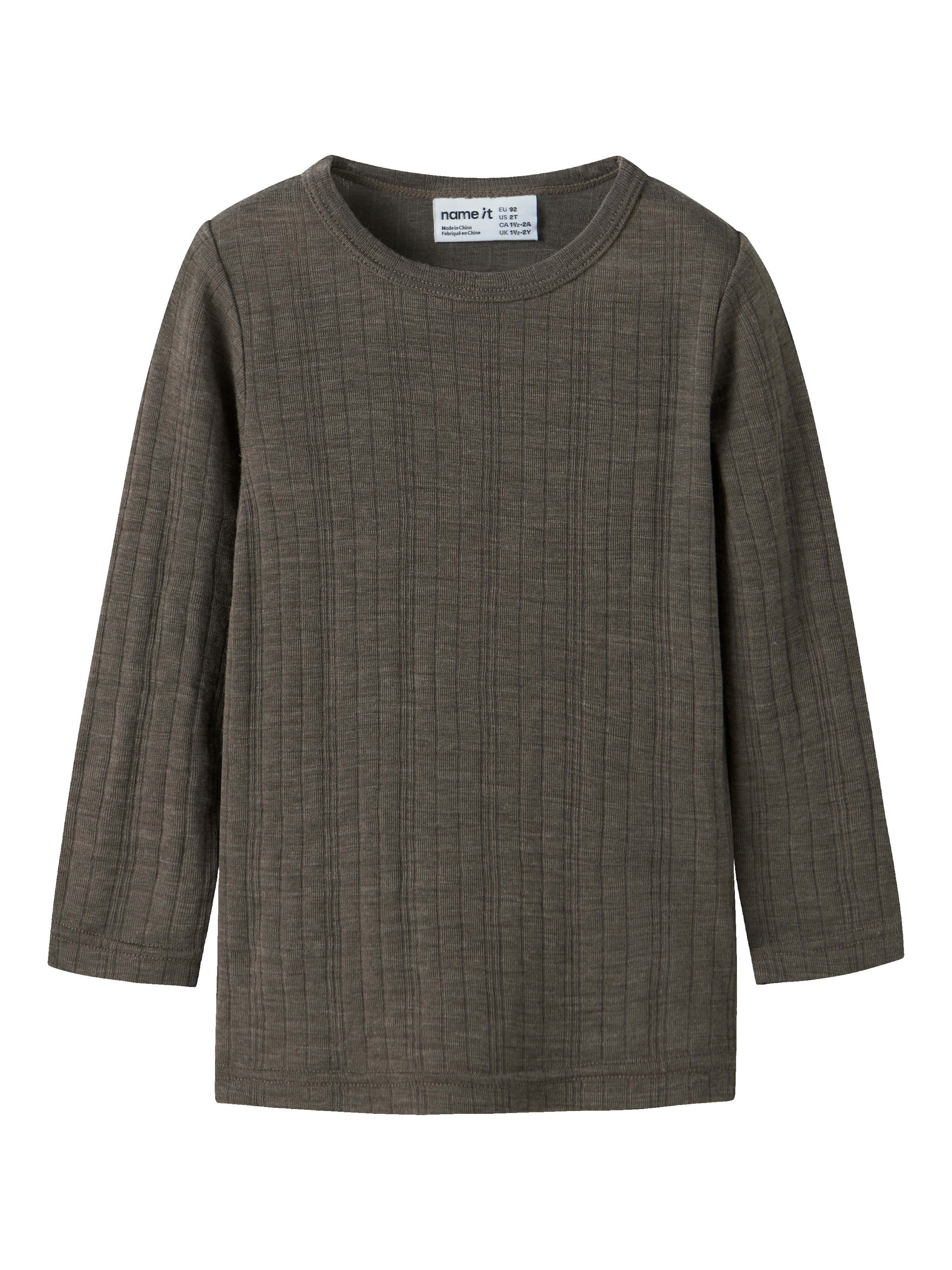 Name It Langarmshirt "NMMWANG WOOL NEEDLE LS TOP SOLID NOOS" aus reiner Merinowolle