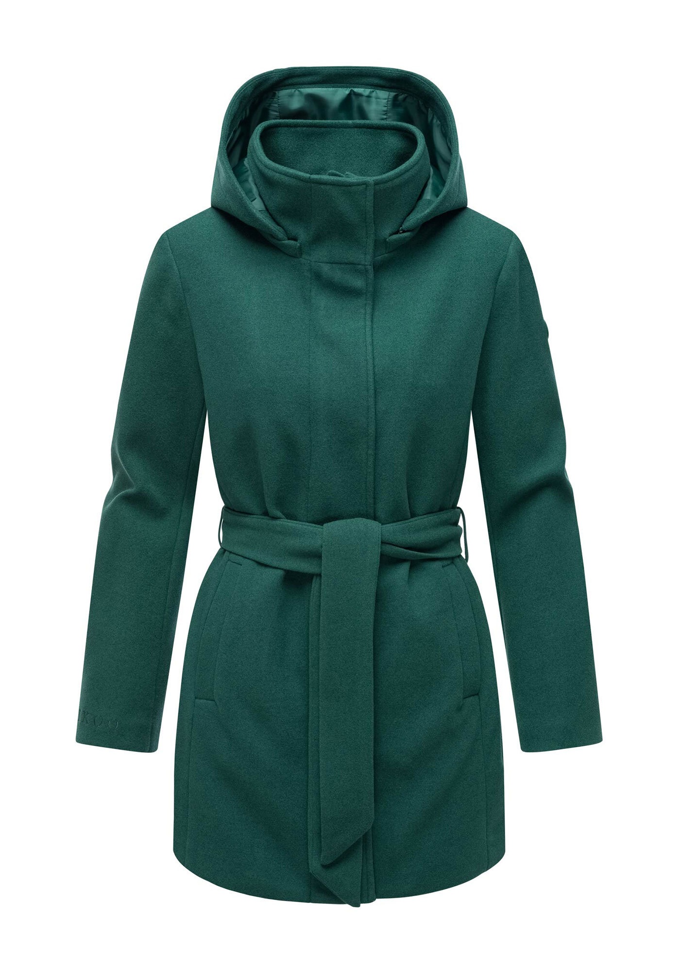 Marikoo Kurzmantel »Katalinaa«, Eleganter Wickel Mantel mit Taillengürtel und Oversized Hood Kapuze