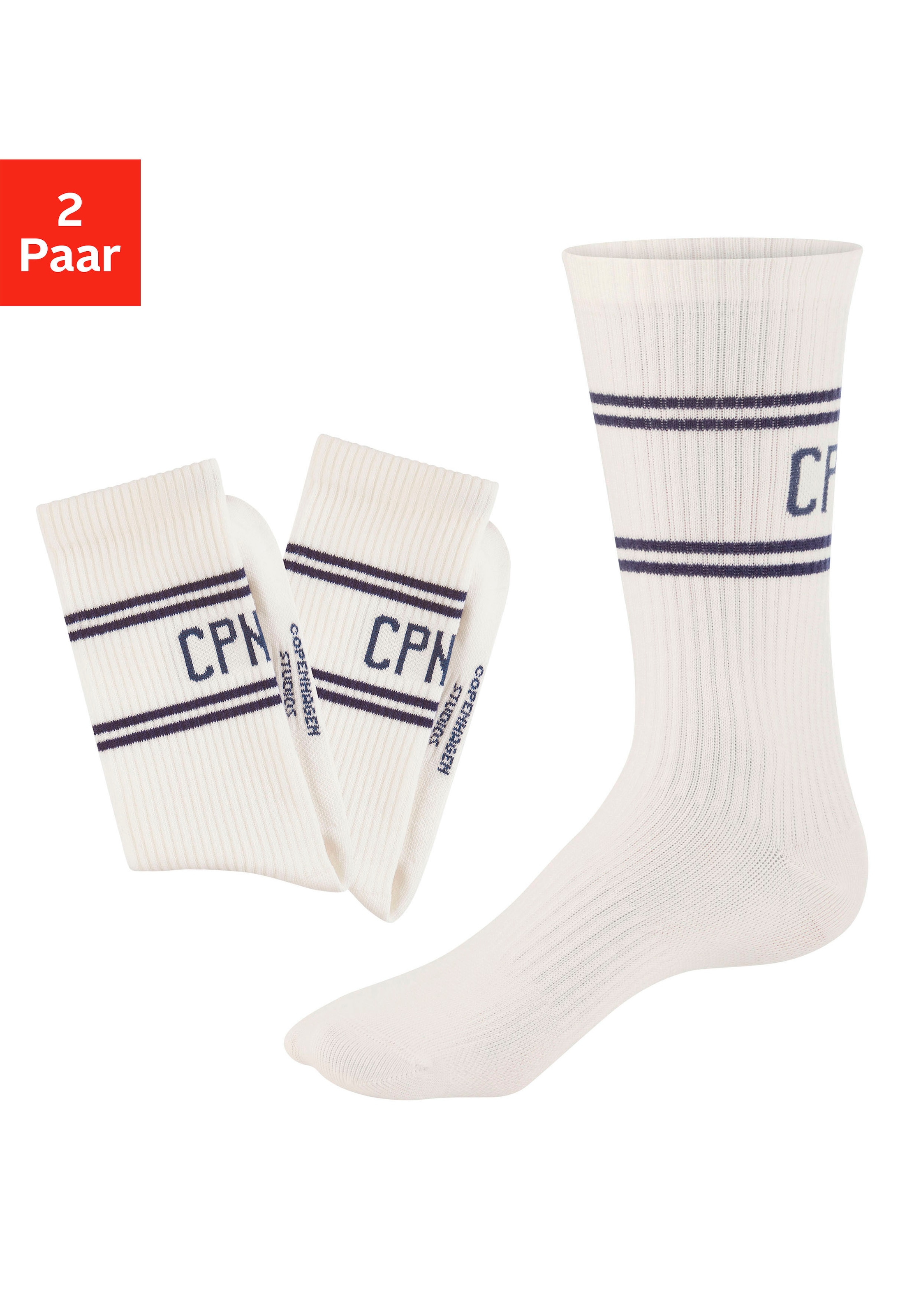 Copenhagen Studios Langsocken Packung, 2 Stk. tlg. mit Pikeé-Struktur unter der Sohle