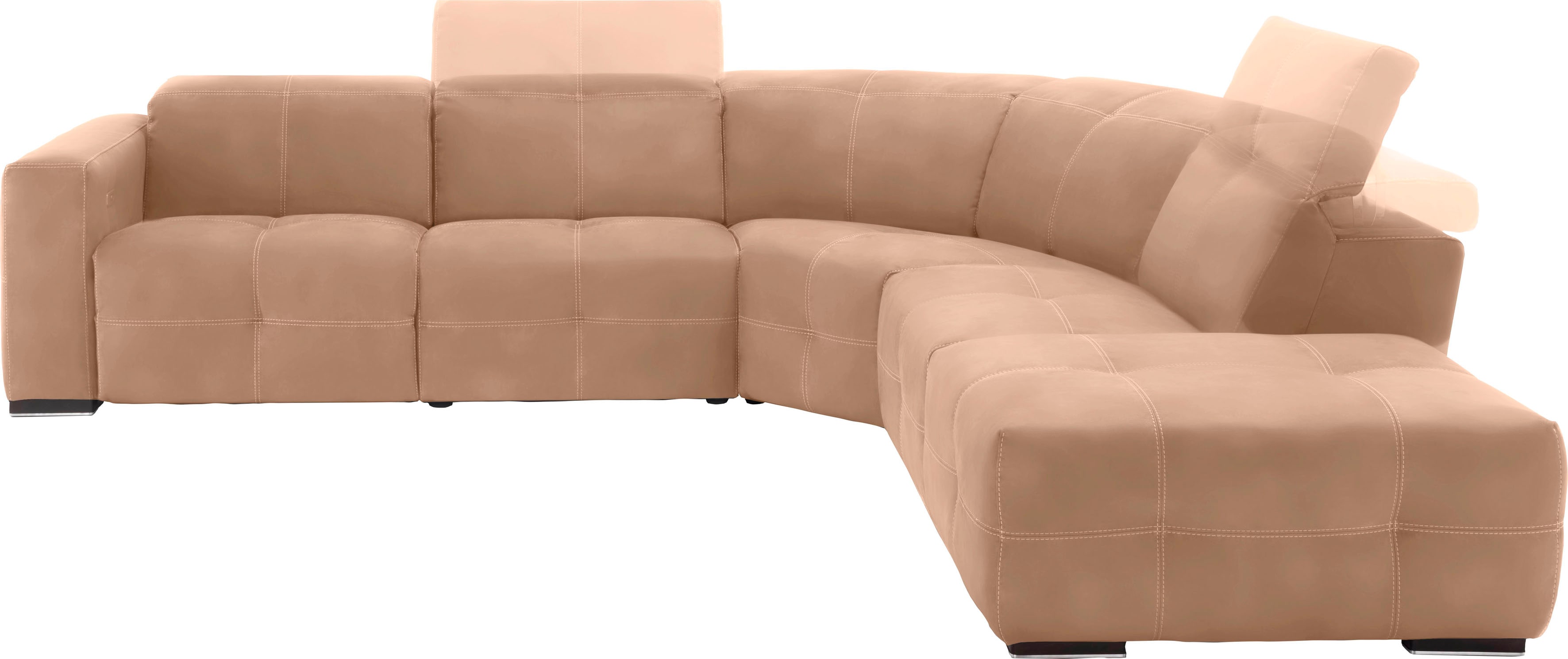Egoitaliano Ecksofa "Sauvanne, Designsofa der Extraklasse, elegant und bequem, L-Form" wahlweise mit elektrischer Relaxfunktion, Kopfteilverstellung