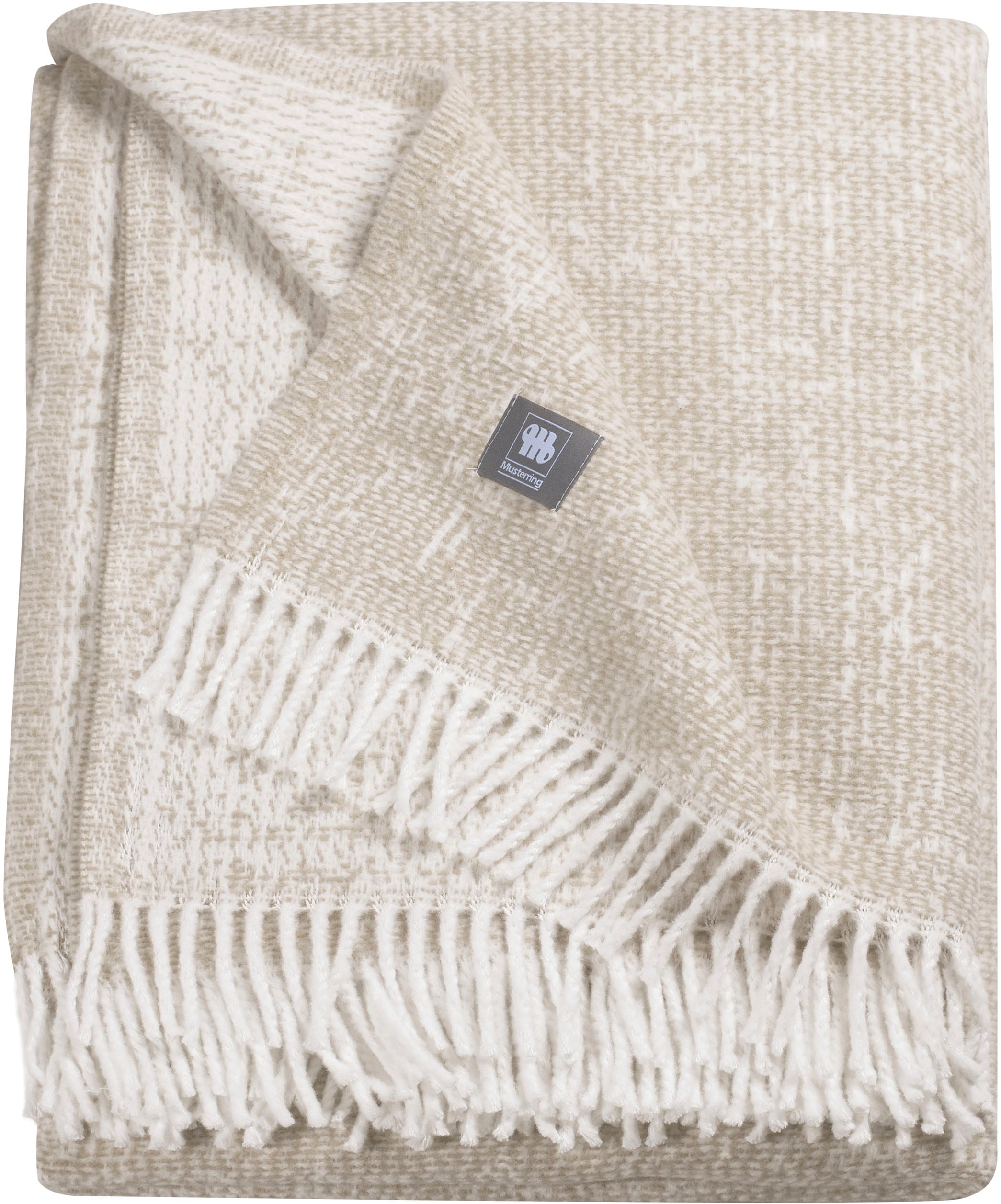 Wohndecke MUSTERRING, B:140cm L:200cm, beige, 50% Baumwolle, 50% Polyester, Wohndecken, "Ease", mit hohem Baumwollanteil