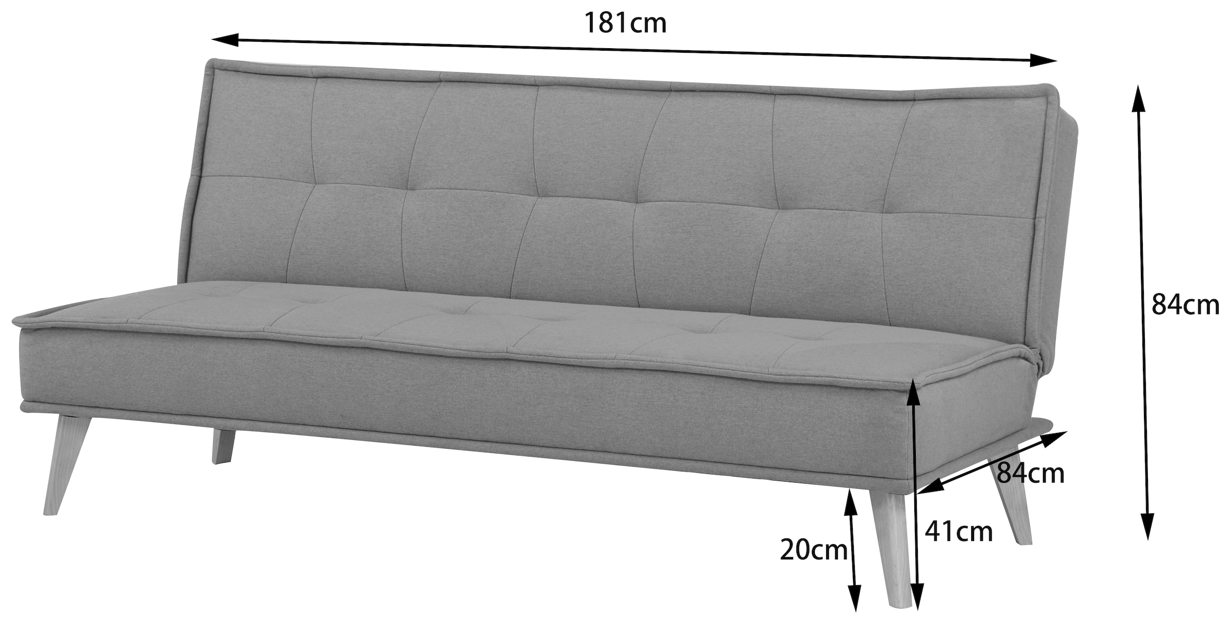 INOSIGN Schlafsofa »MENDOTA, 181 cm, 3-Sitzer mit Schlaffunktion,«, verstellbarer Rückenlehne, Klappmechanismus, Webstoff
