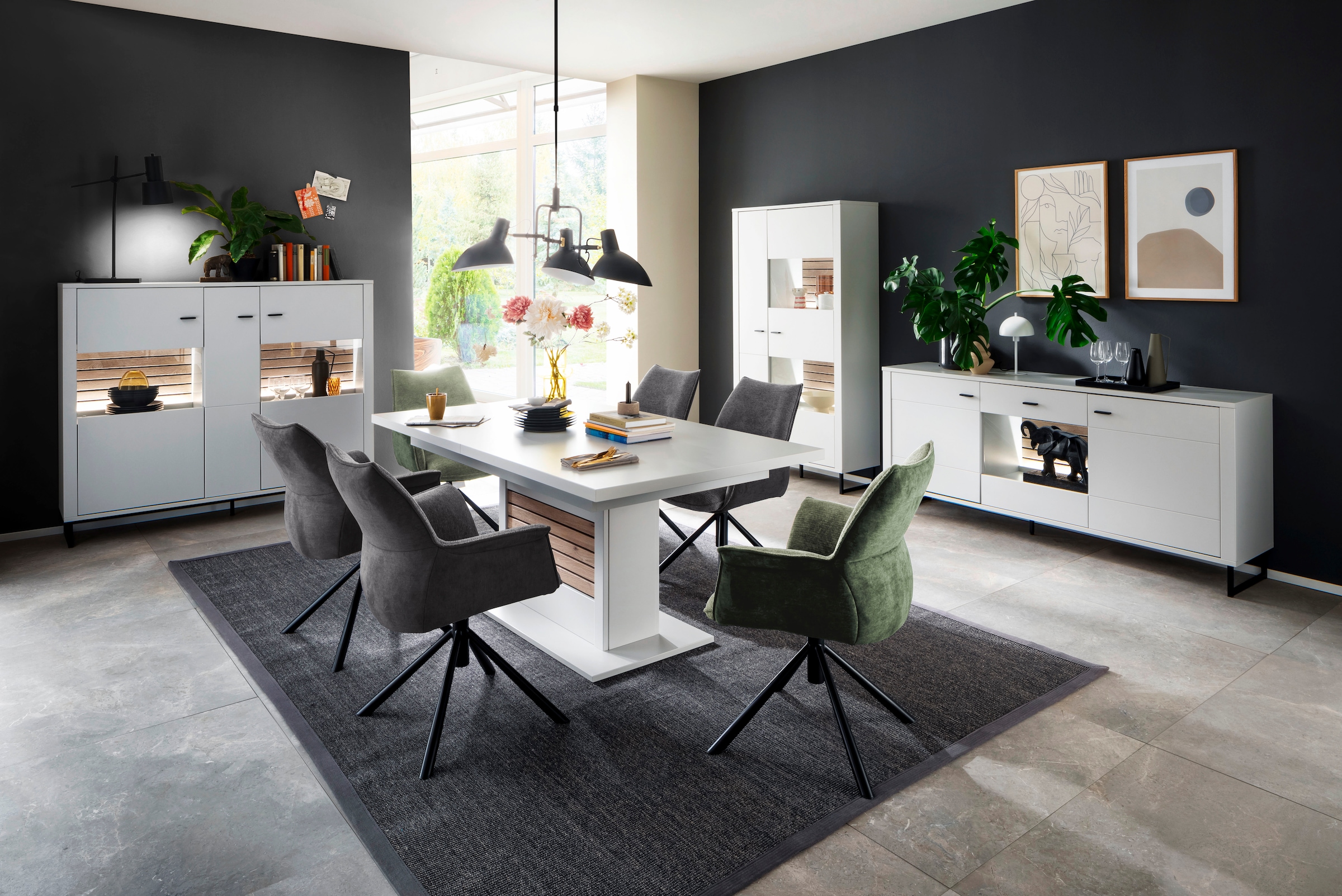 MCA furniture Esszimmerstuhl »KONYA«, Chenille, 2er-Set, 360° drehbar, Belastbarkeit 120 kg, Sitzhöhe ca. 50 cm