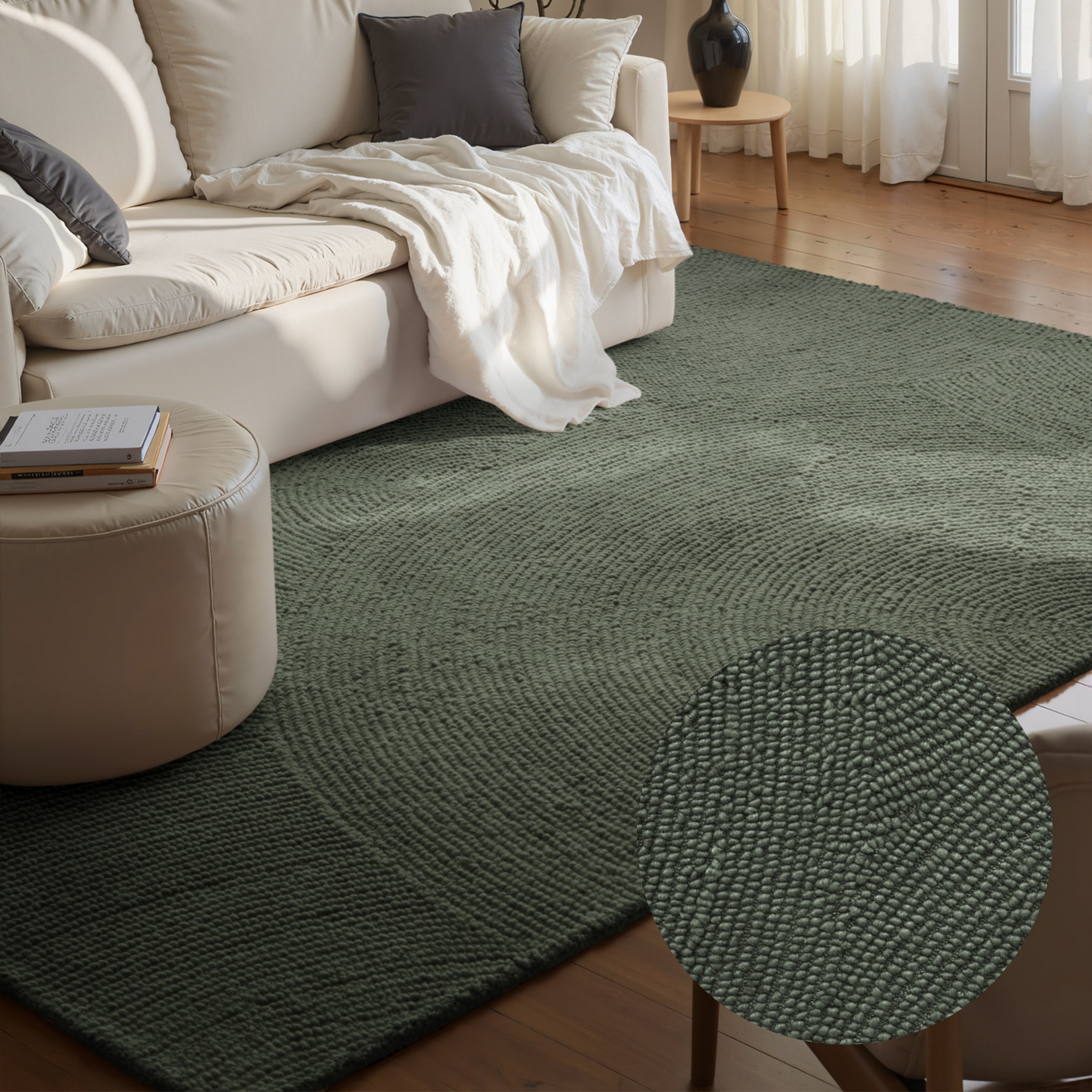 HANSE Home Wollteppich "Calmio, auch als Läufer und in rund" rechteckig 18 mm Höhe Handgetuftet, Wolle, Natur, Wohnzimmer, Schlafzimmer, Skandi, Hygge