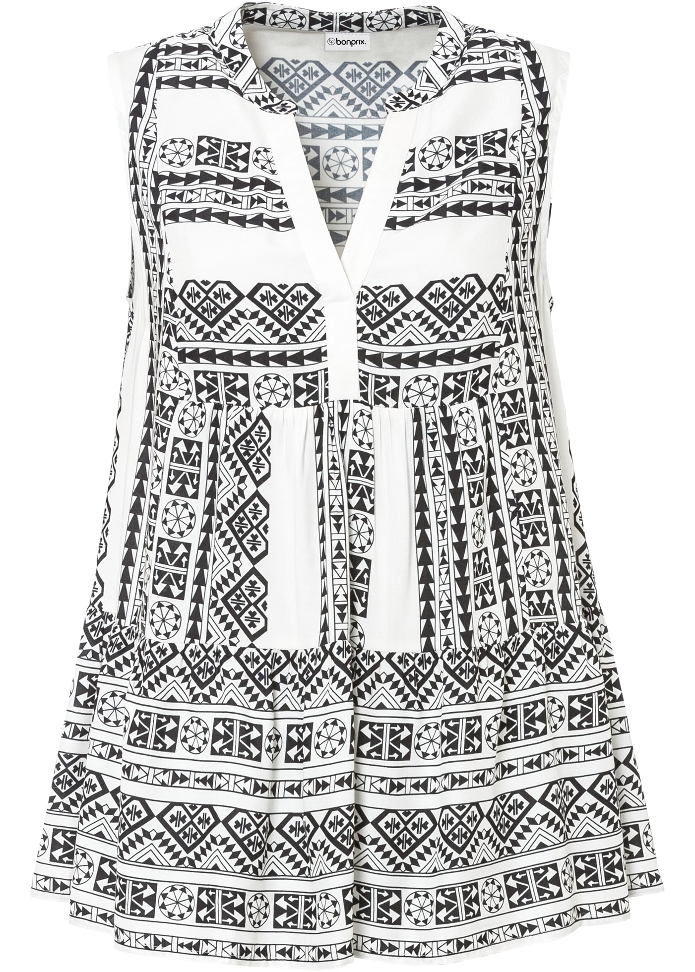 bonprix Blusentop A-Linien-Passform, mit Hendleykragen, aus Viskose, ärmellos