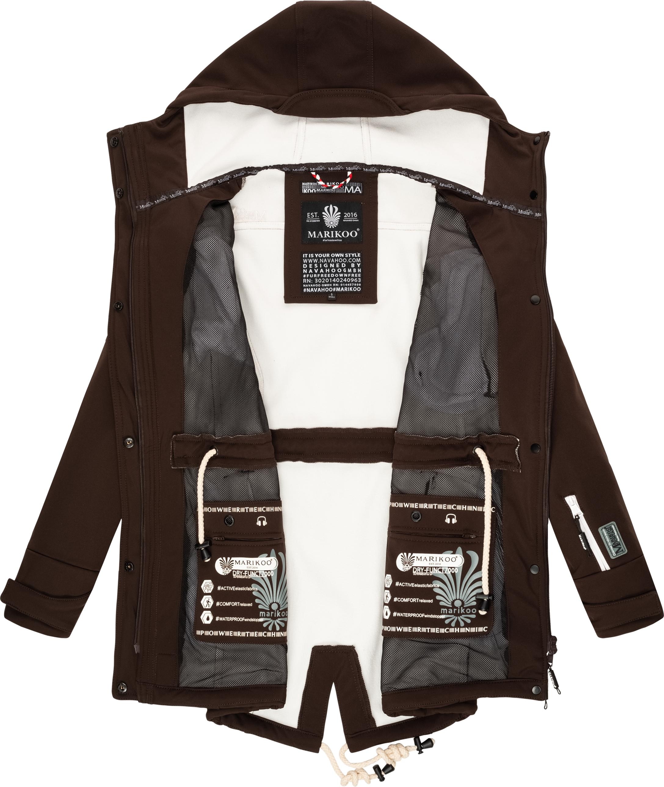Marikoo Funktionsmantel »Zimtzicke«, Wasserdichter Softshell Parka mit Kapuze