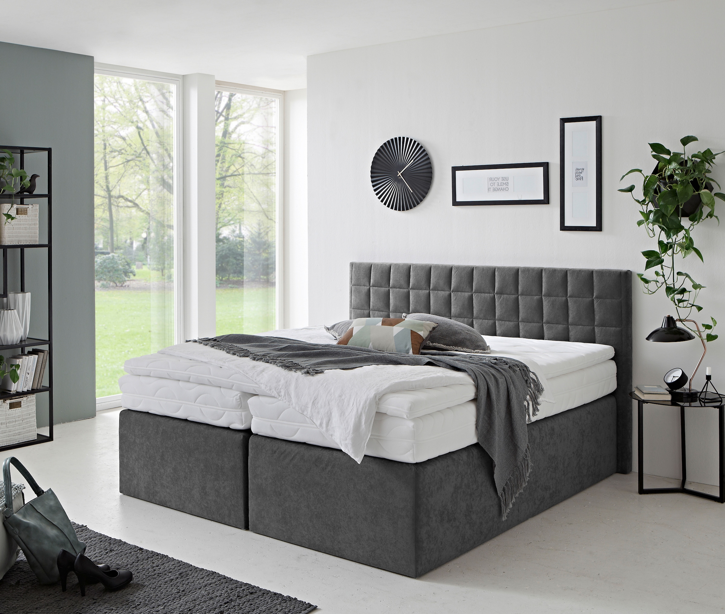 Westfalia Schlafkomfort Boxspringbett »Dublin, wahlweise mit Topper in verschiedenen Härtegraden erhältlich« mit schöner Kopfteilversteppung