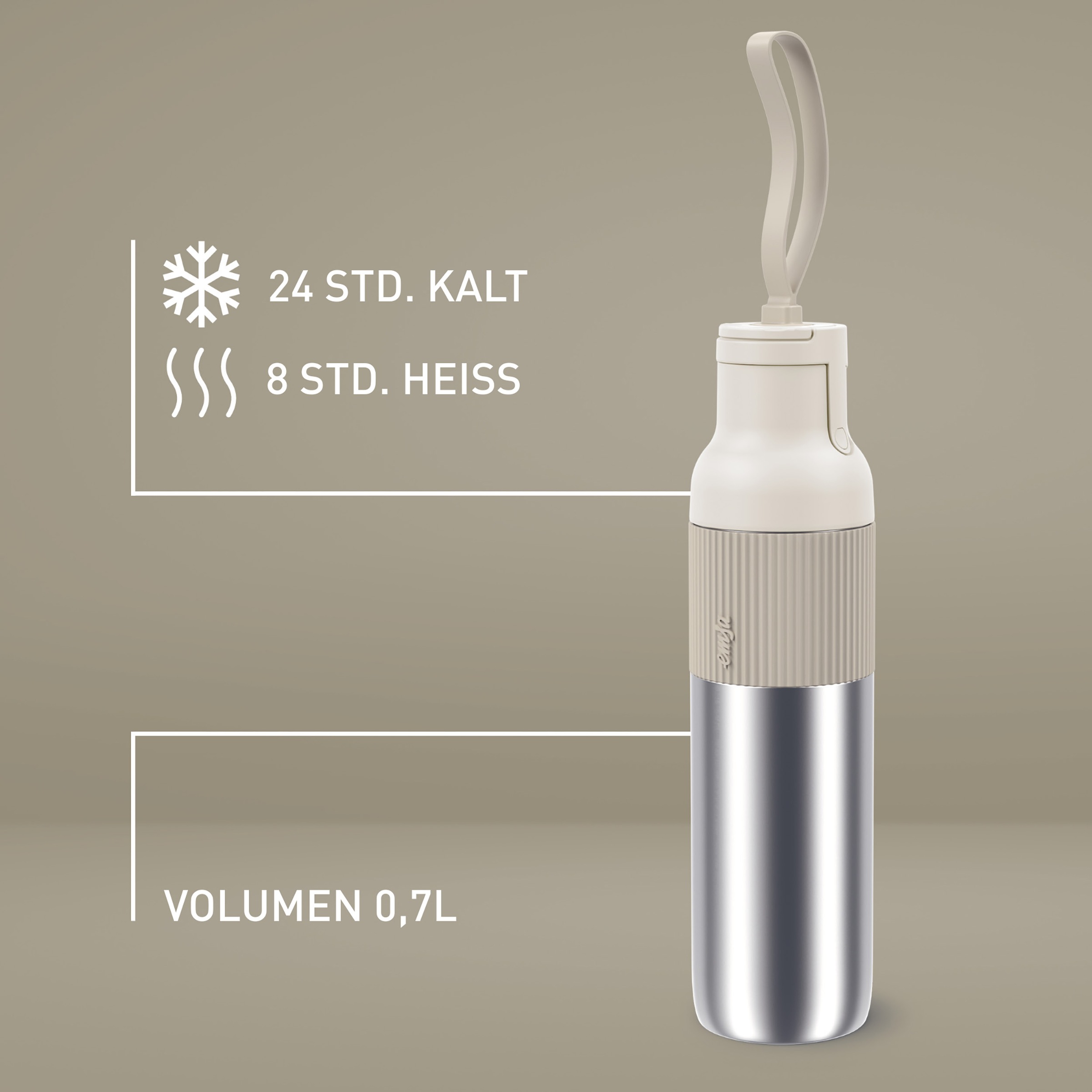 Emsa Isolierflasche »beYou Flip« mit Flip-Verschluss und Trageband, 100% dicht, spülmaschinengeeignet