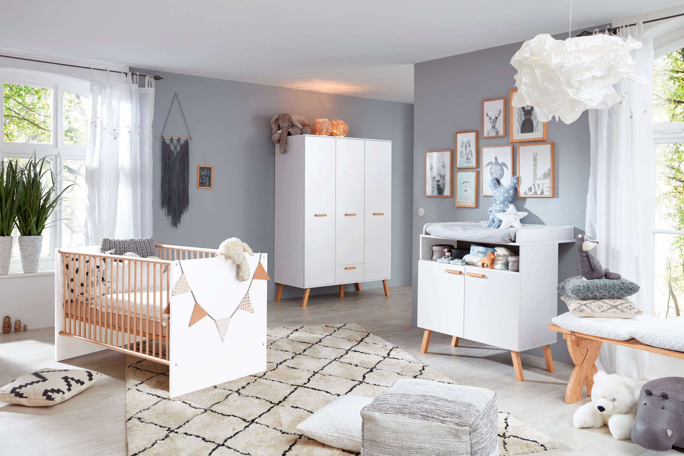 trendteam Babymöbel-Set "Mats" Set, Bett, Wickelkommode, Schrank, 3 Stk. tl günstig online kaufen