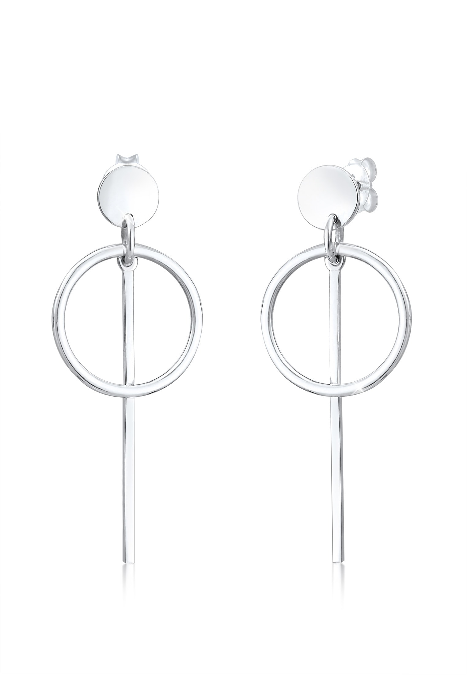 "Paar Ohrhänger ELLI ""Ohrringe Hänger Plättchen Kreis Basic 925 Silber"" Gr. 41, silber, Ohrringe, Damen, 41, ohne Stein, Silber 925