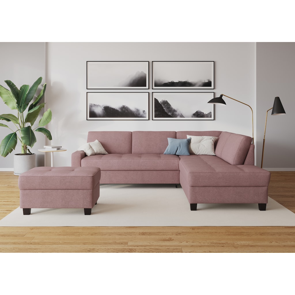 DOMO collection Ecksofa »Florentina«, wahlweise mit Bettfunktion, mit Kontrastnaht